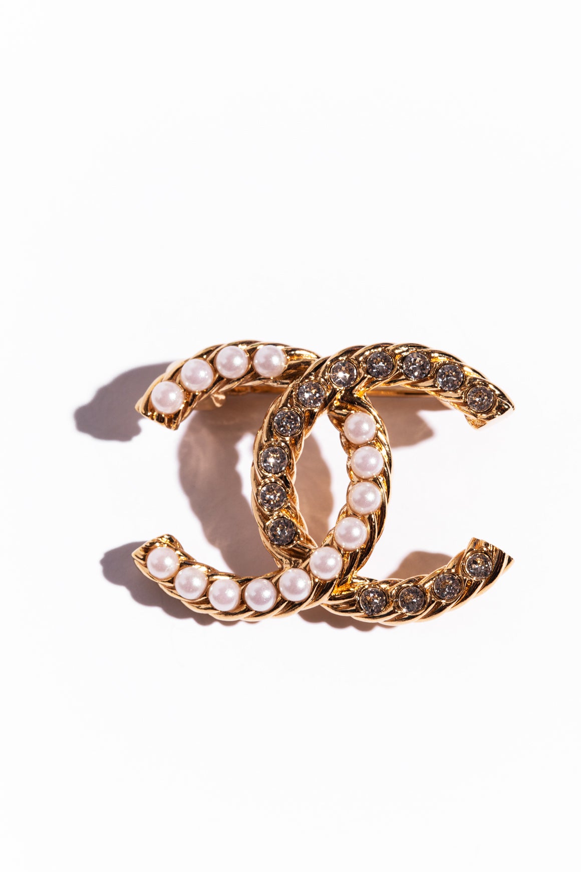 CHANEL Pearl & Crystal CC Brooch