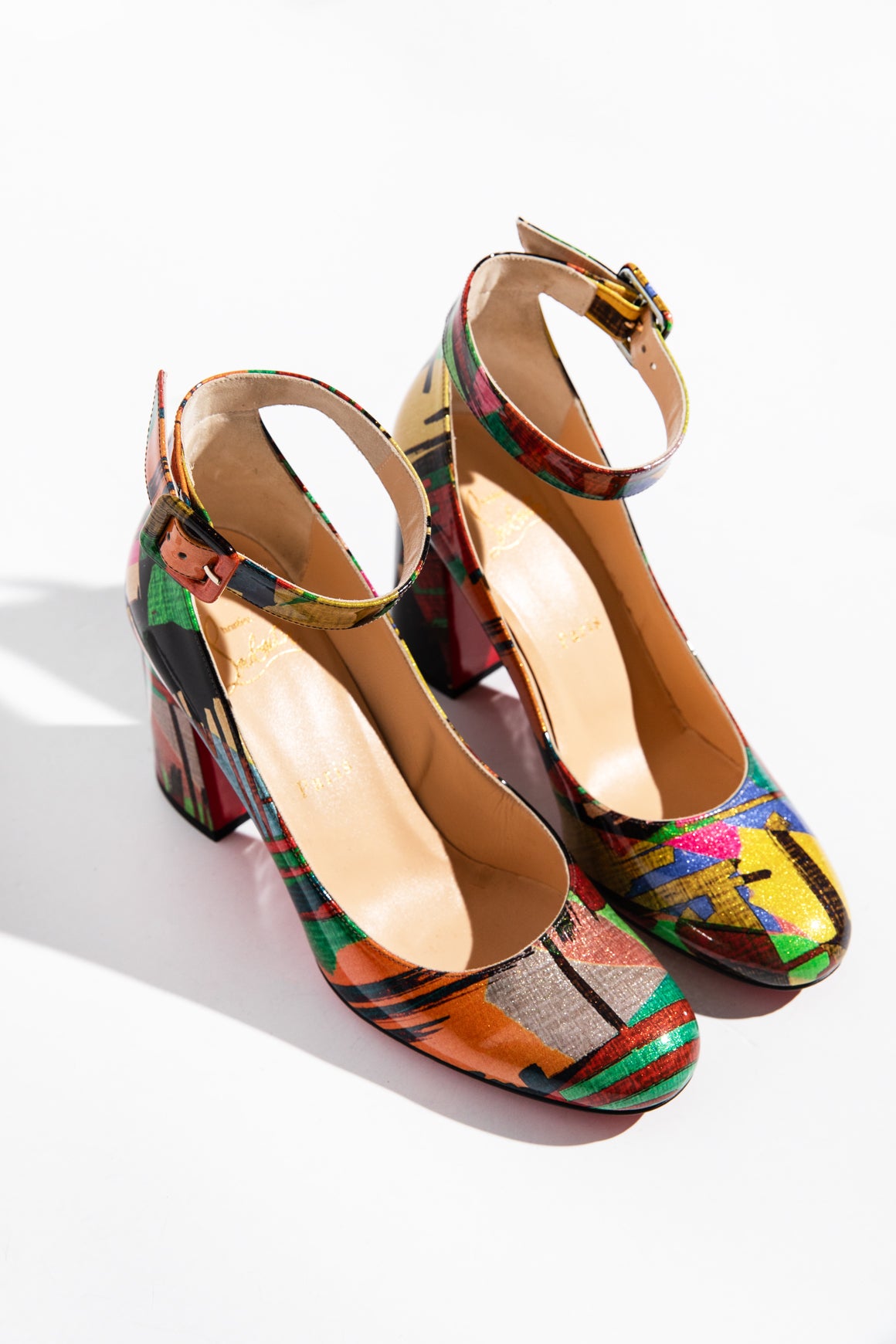 LOUBOUTIN Abstract Patent Mary Jane Heels (Sz. 37)