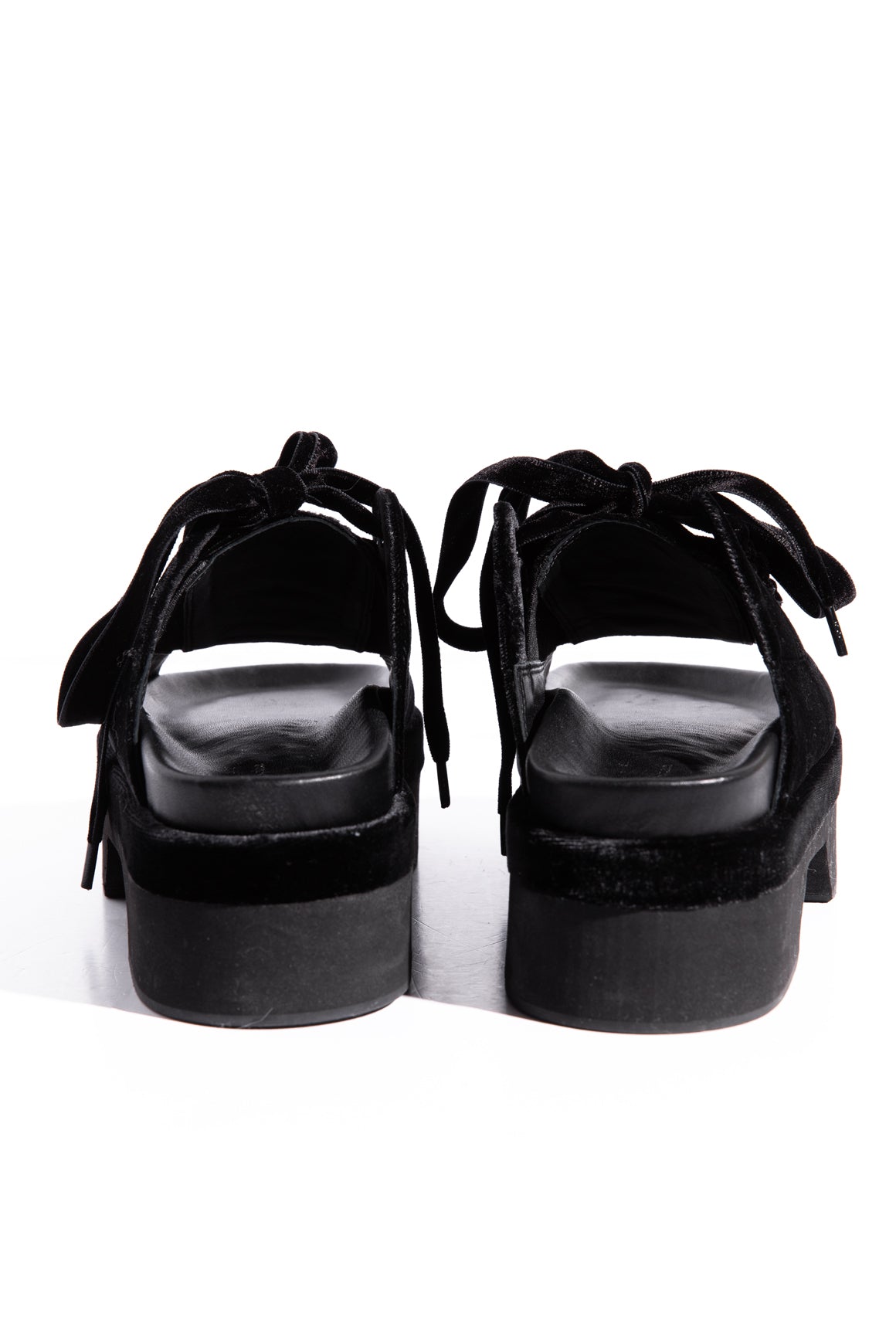 SIMONE ROCHA Black Velvet Lace-up Slides (Sz. 37)