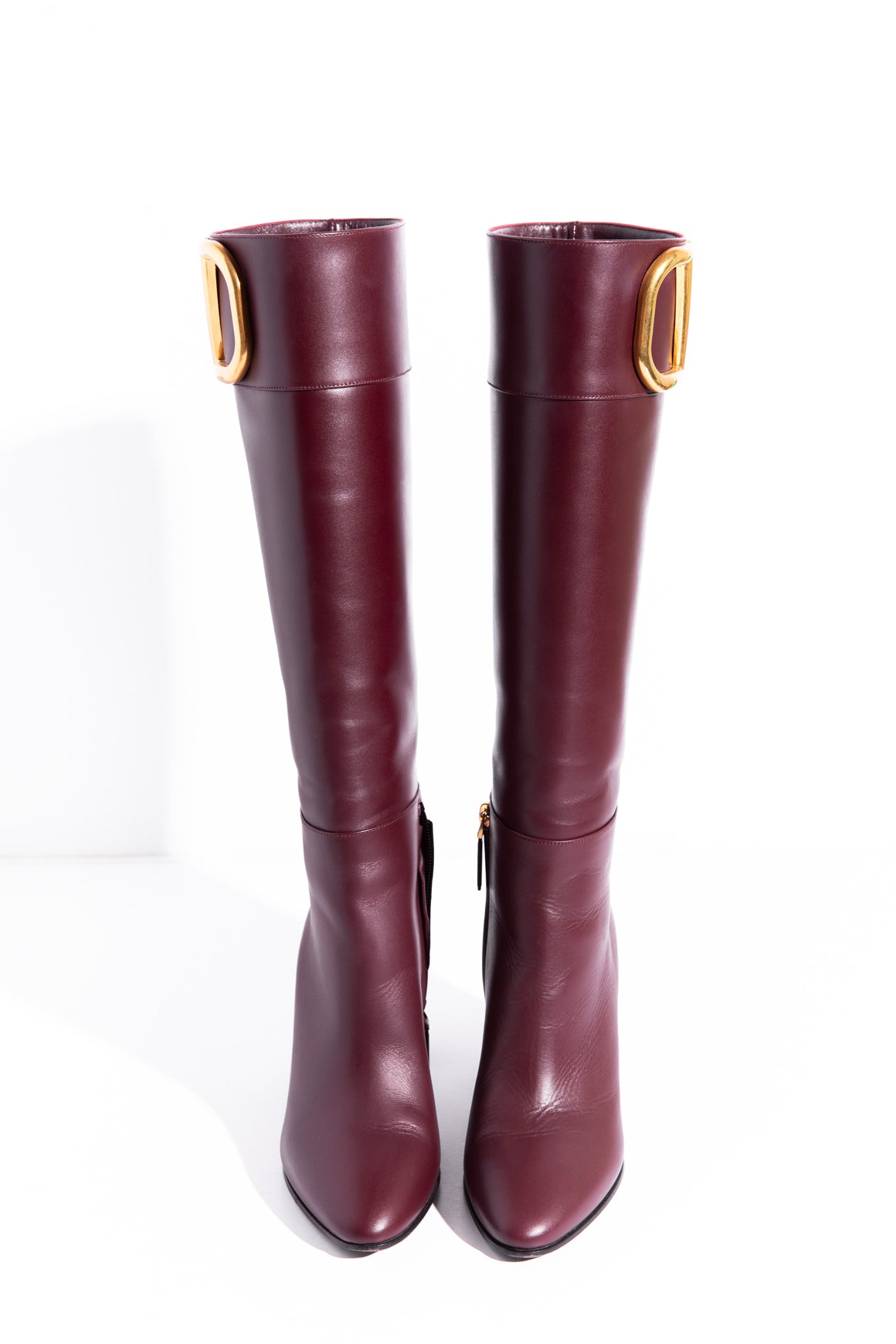 VALENTINO Maroon "Supervee" Knee High Boots (Sz. 38)