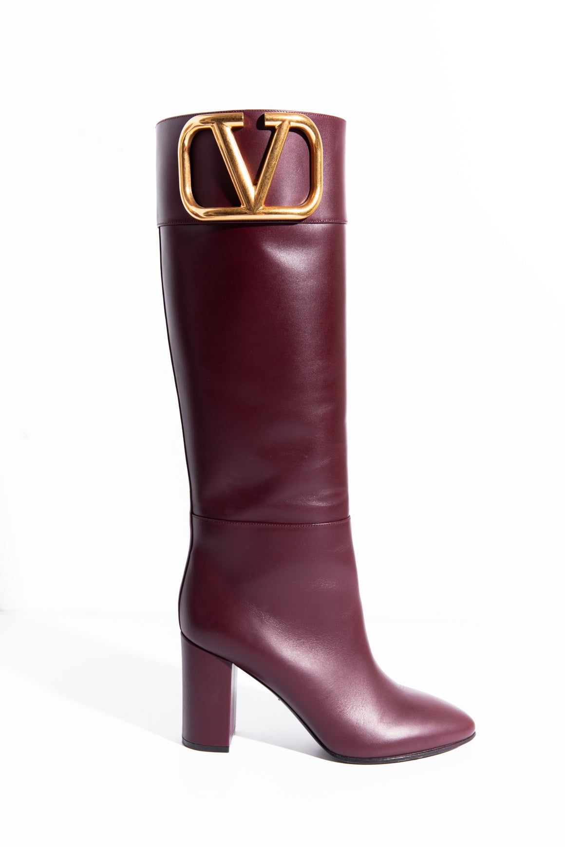 VALENTINO Maroon "Supervee" Knee High Boots (Sz. 38)