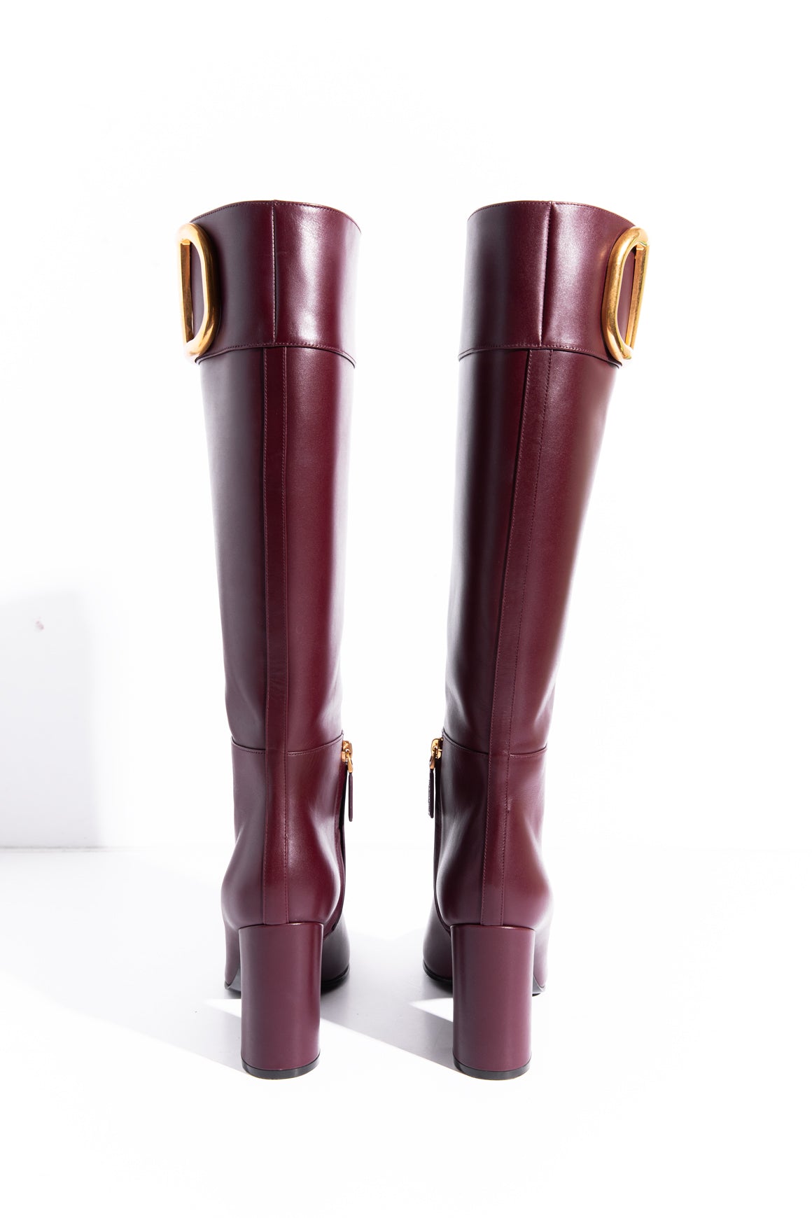 VALENTINO Maroon "Supervee" Knee High Boots (Sz. 38)