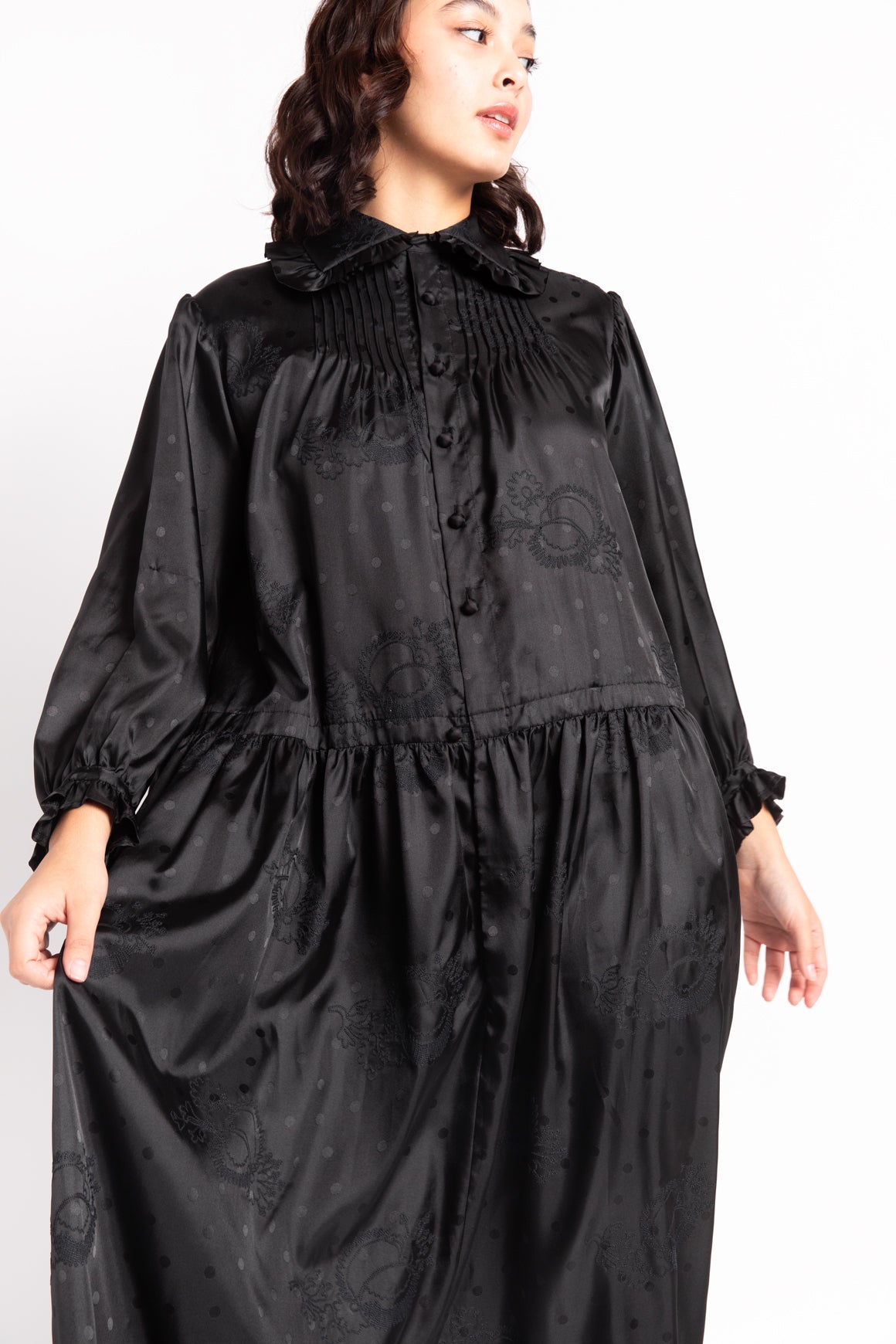 COMME DES GARCONS Black Embroidered Midi Dress