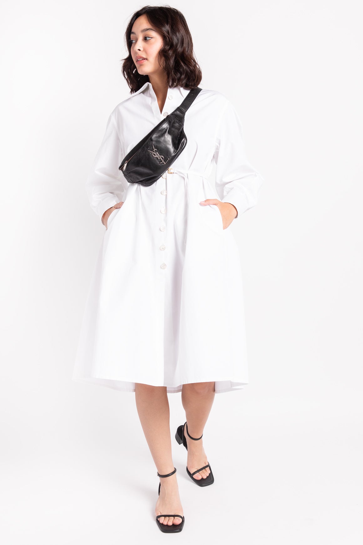 JIL SANDER White Shirt Dress w/ Belt