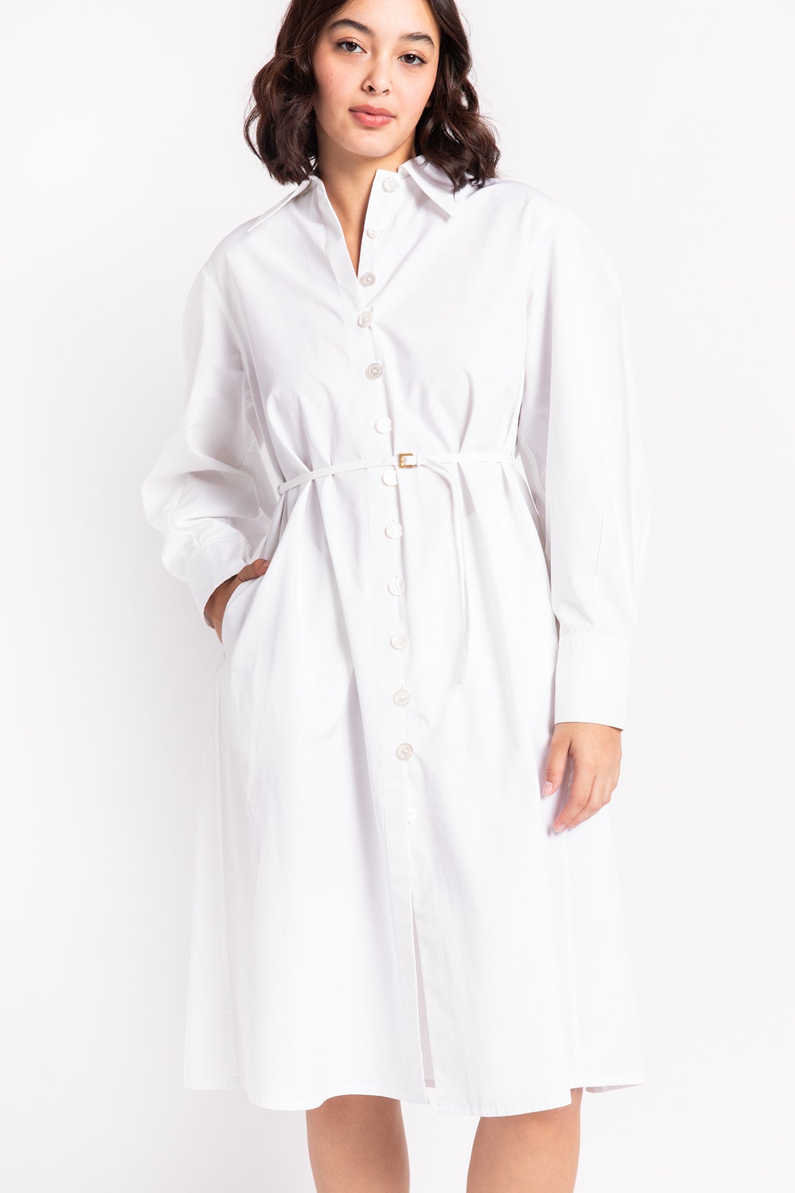 JIL SANDER White Shirt Dress w/ Belt