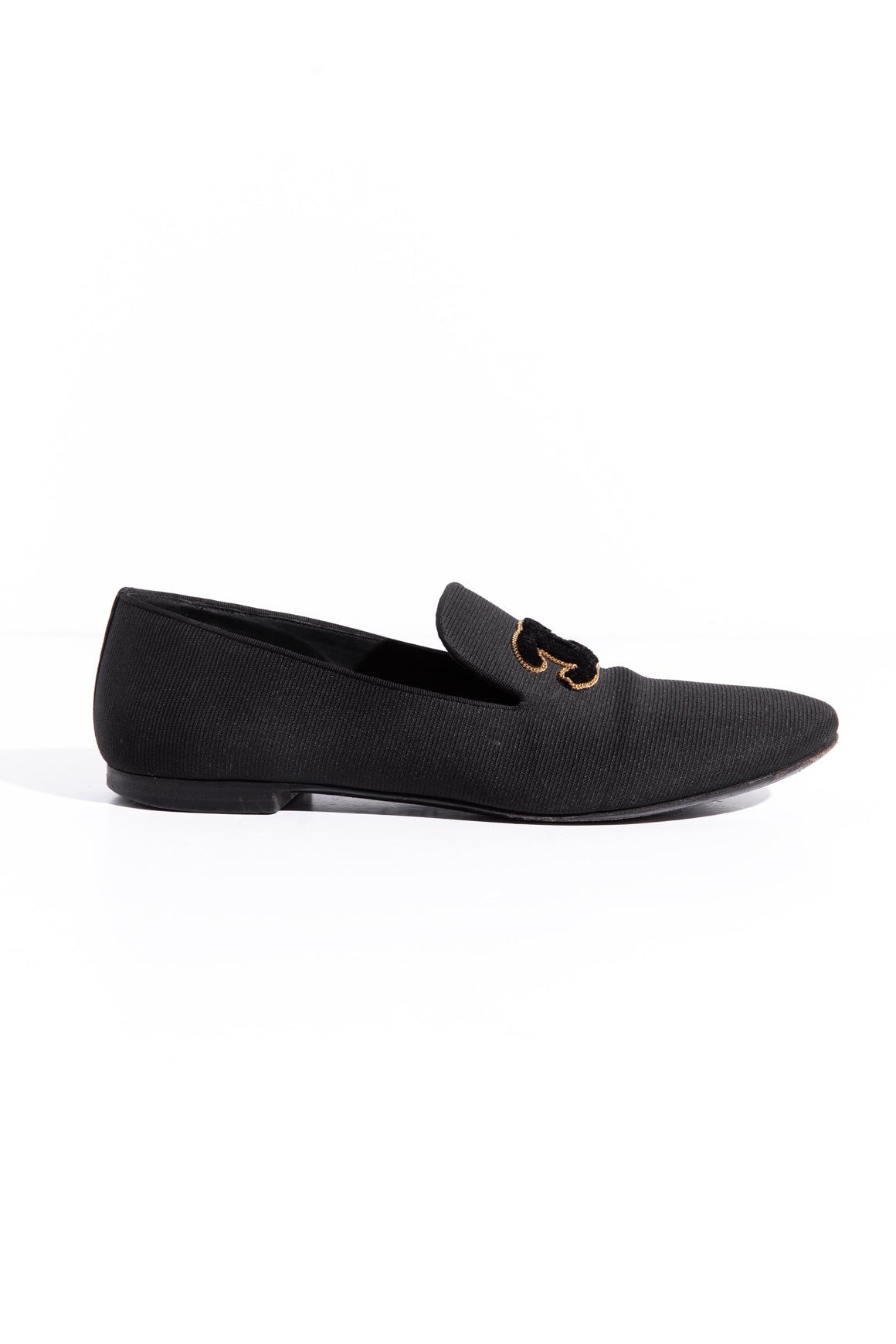 CHANEL Black Canvas Loafers (Sz. 40.5)