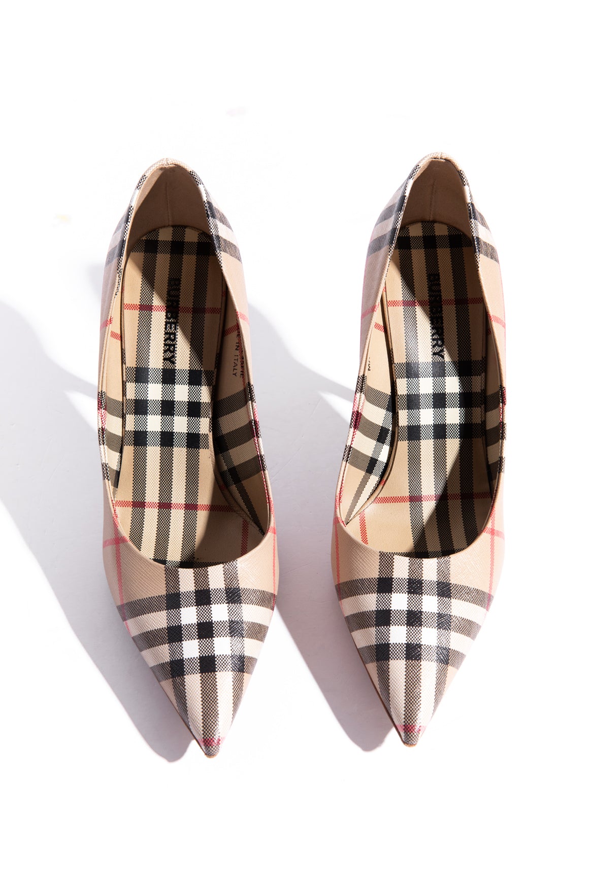 BURBERRY Plaid Leather Pumps (Sz. 39.5)