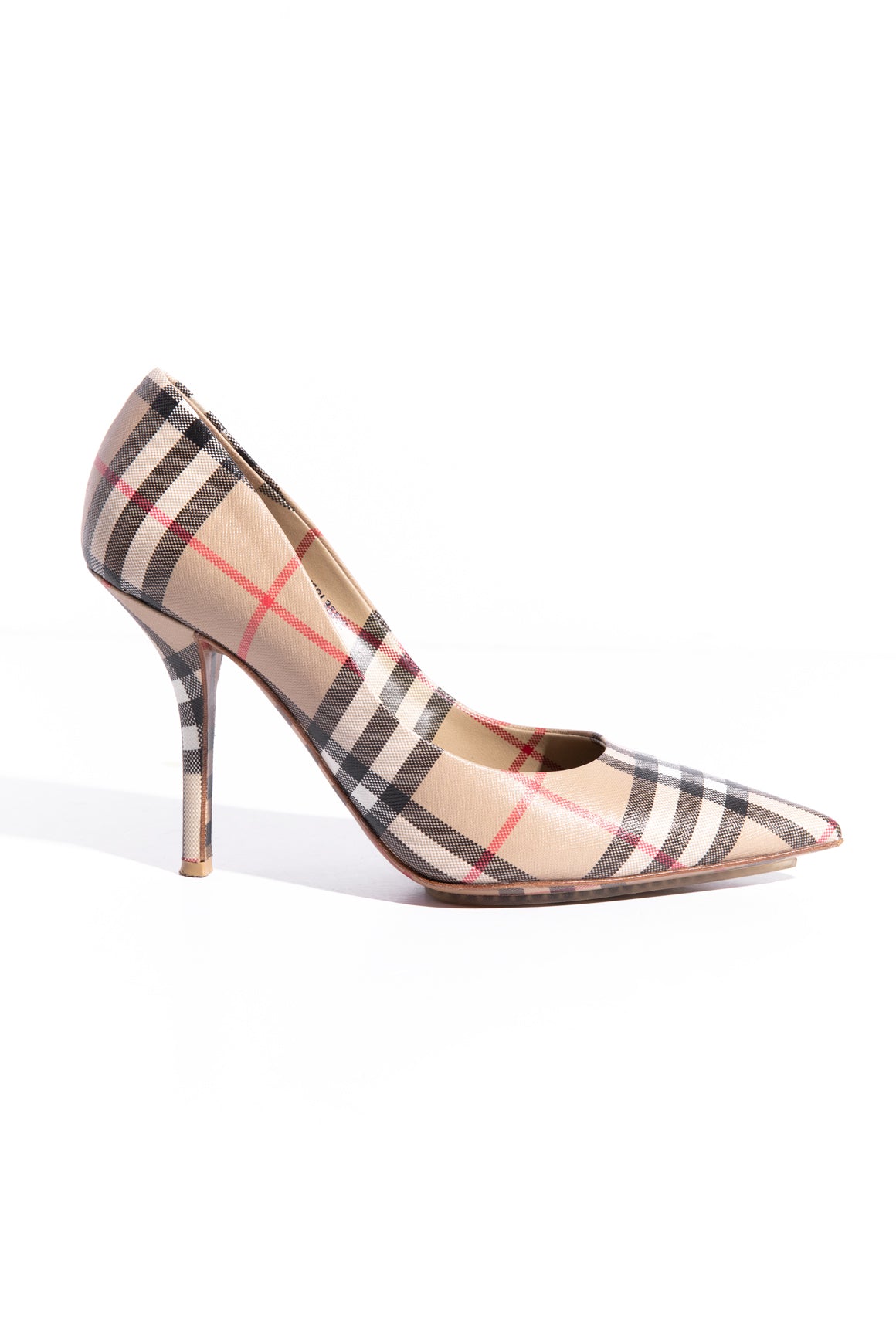 BURBERRY Plaid Leather Pumps (Sz. 39.5)