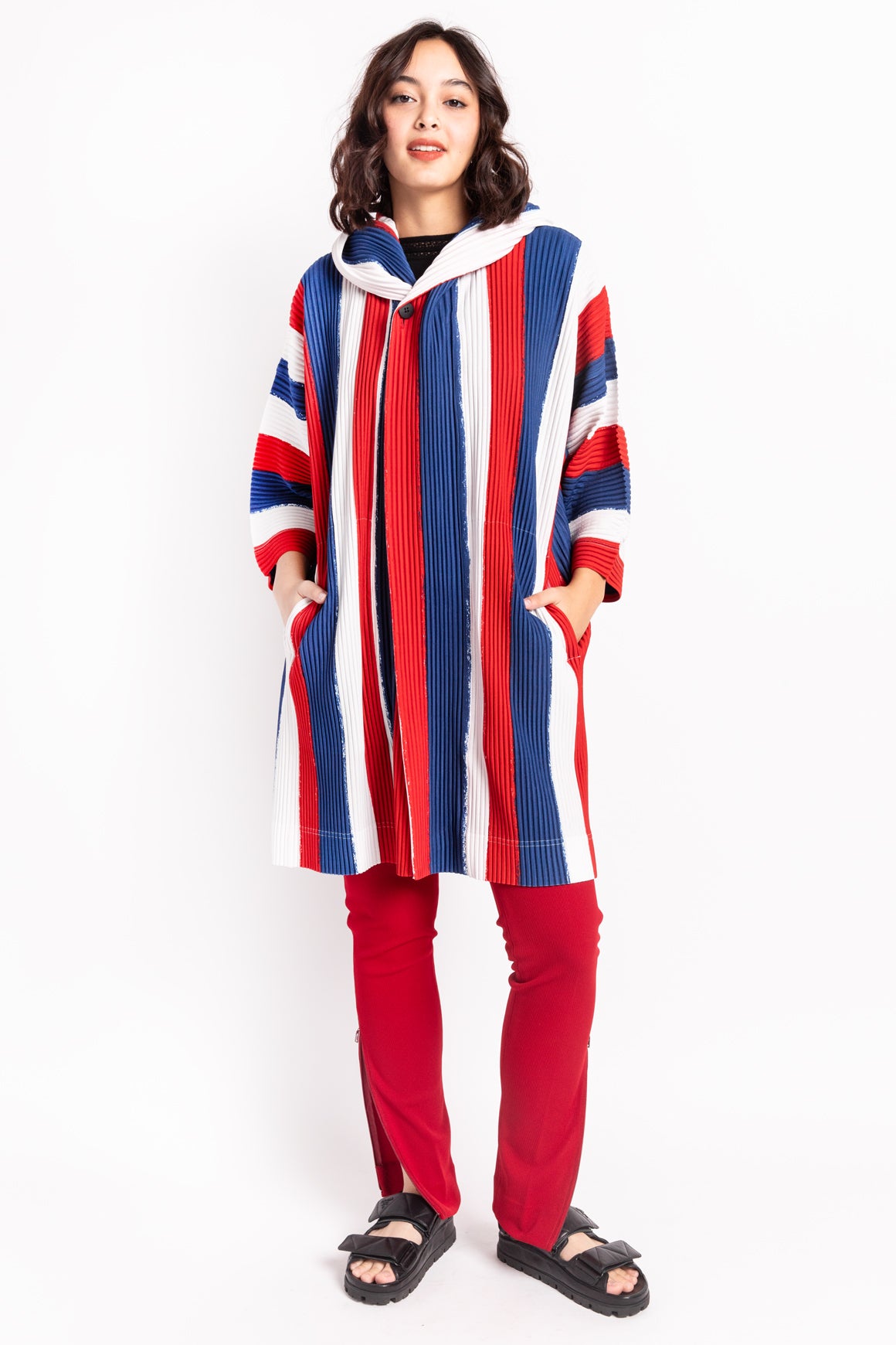 ISSEY MIYAKE White/Red/Blue Hooded Jacket