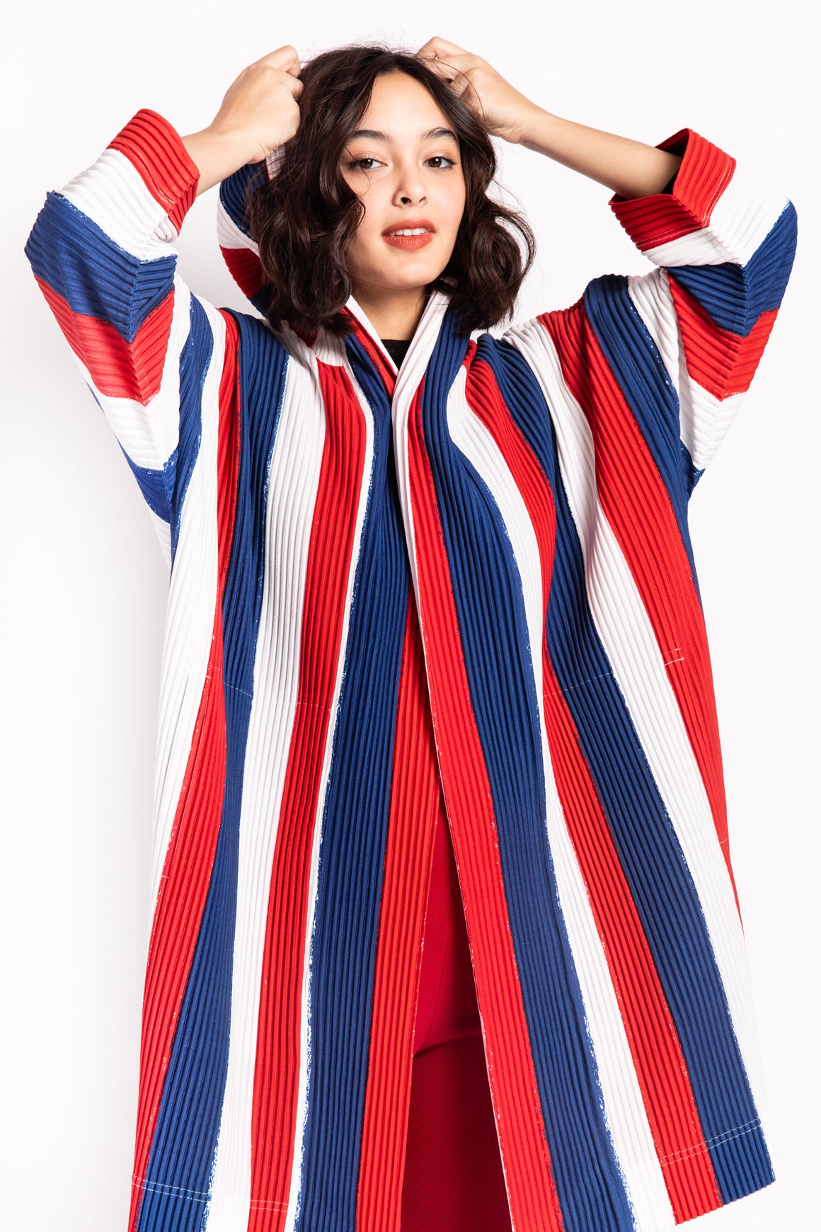 ISSEY MIYAKE White/Red/Blue Hooded Jacket