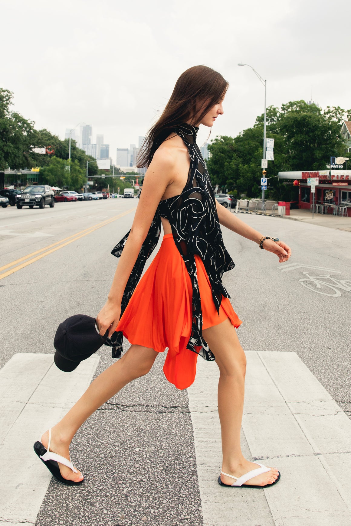 STELLA MCCARTNEY Orange Asymmetric Draped Skirt (Sz. M)