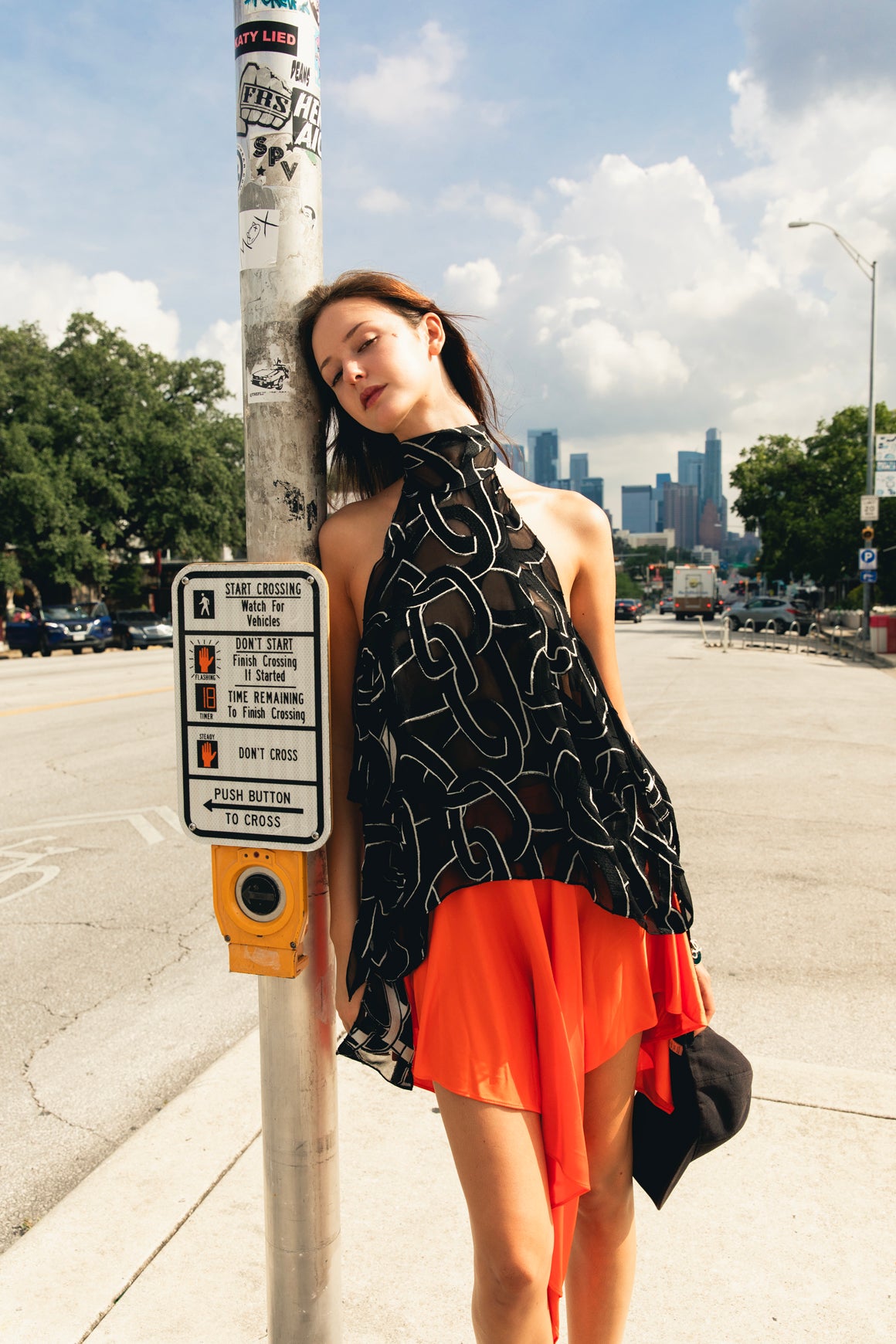 STELLA MCCARTNEY Orange Asymmetric Draped Skirt (Sz. M)