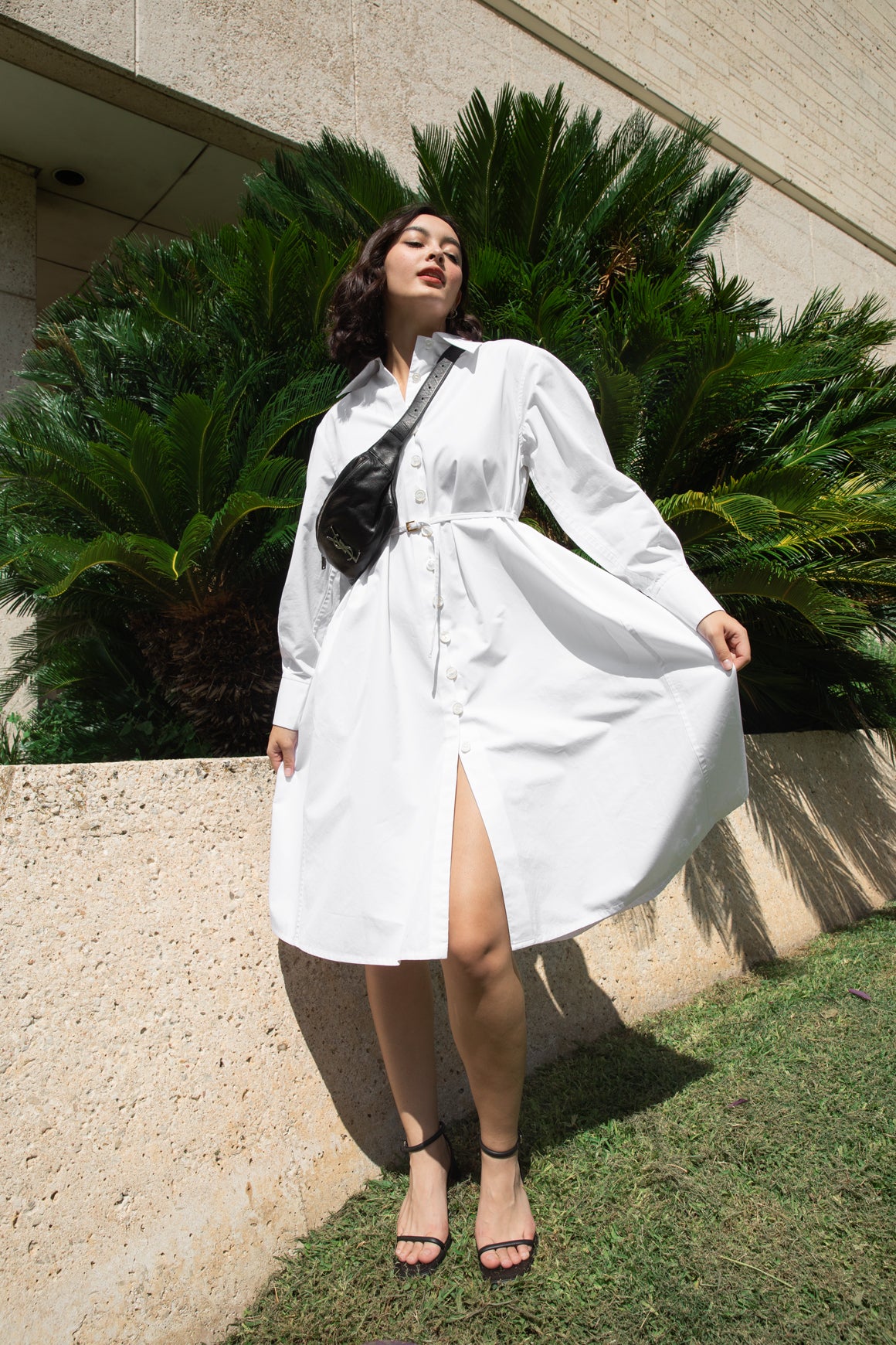 JIL SANDER White Shirt Dress w Belt MOSS Consignment