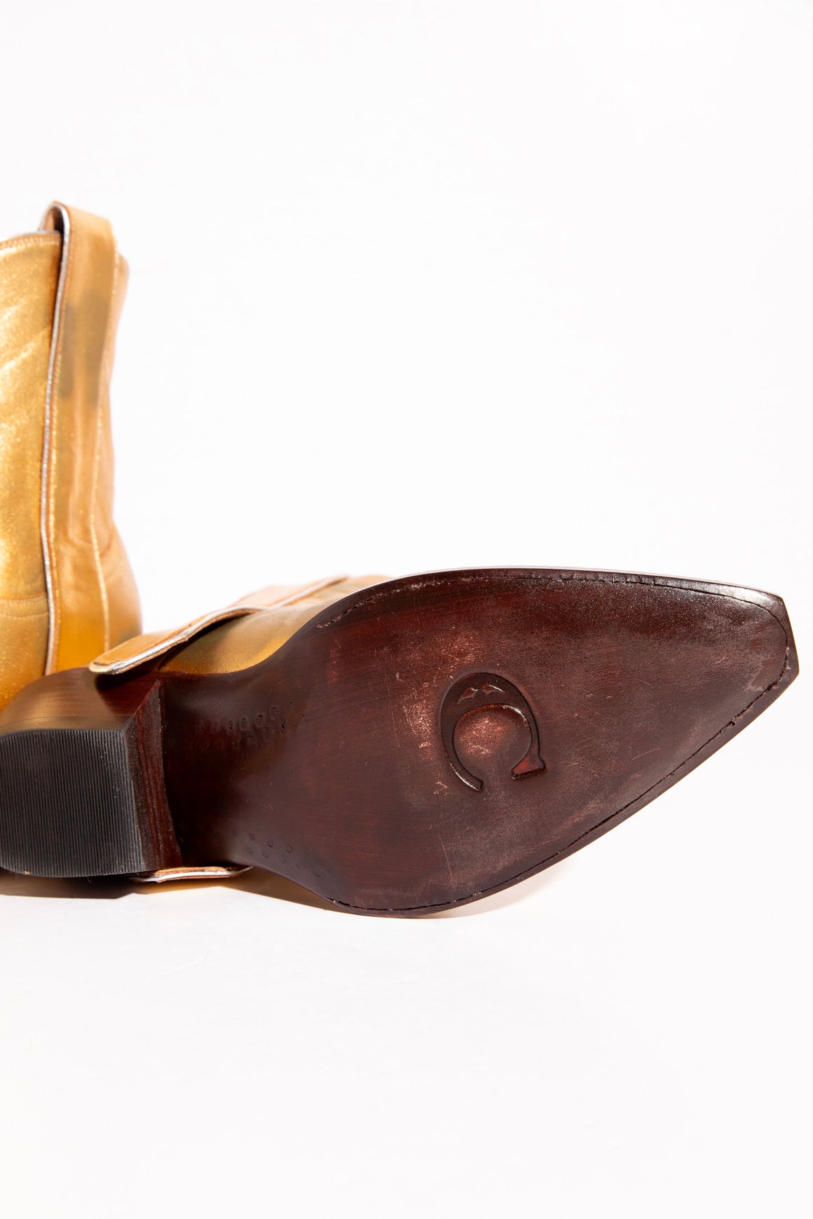 CITY BOOTS Gold Leather Western Booties (Sz.7)