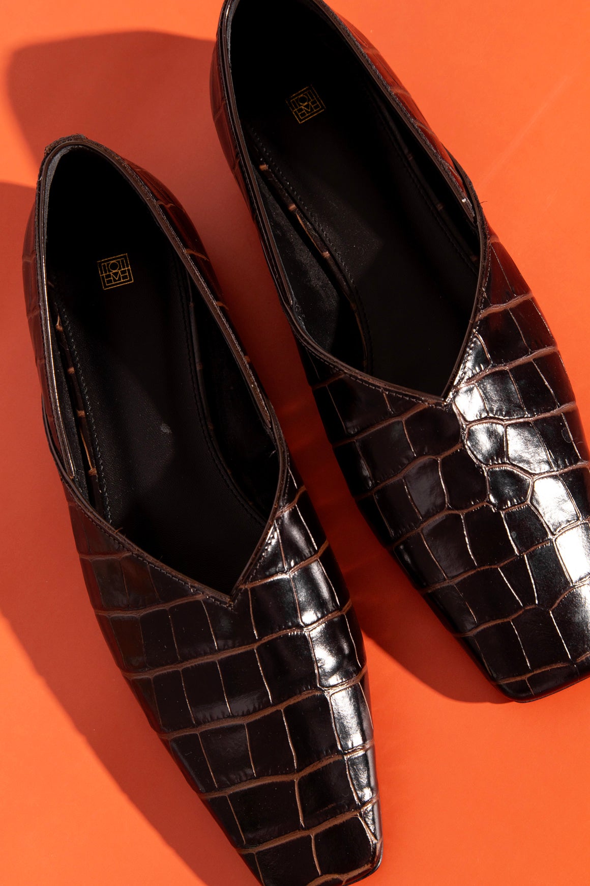 TOTEME Brown Crocodile Embossed Shoes (Sz. 40)