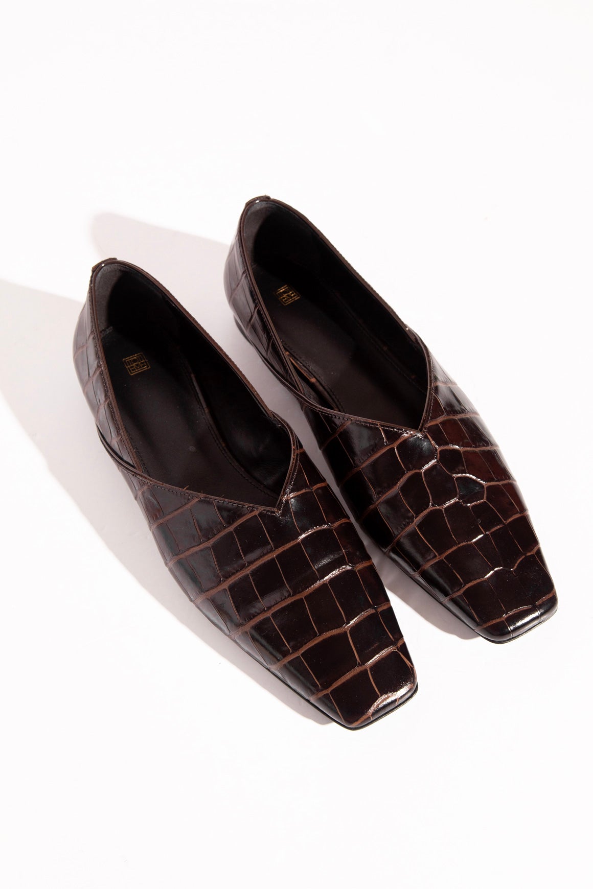 TOTEME Brown Crocodile Embossed Shoes (Sz. 40)