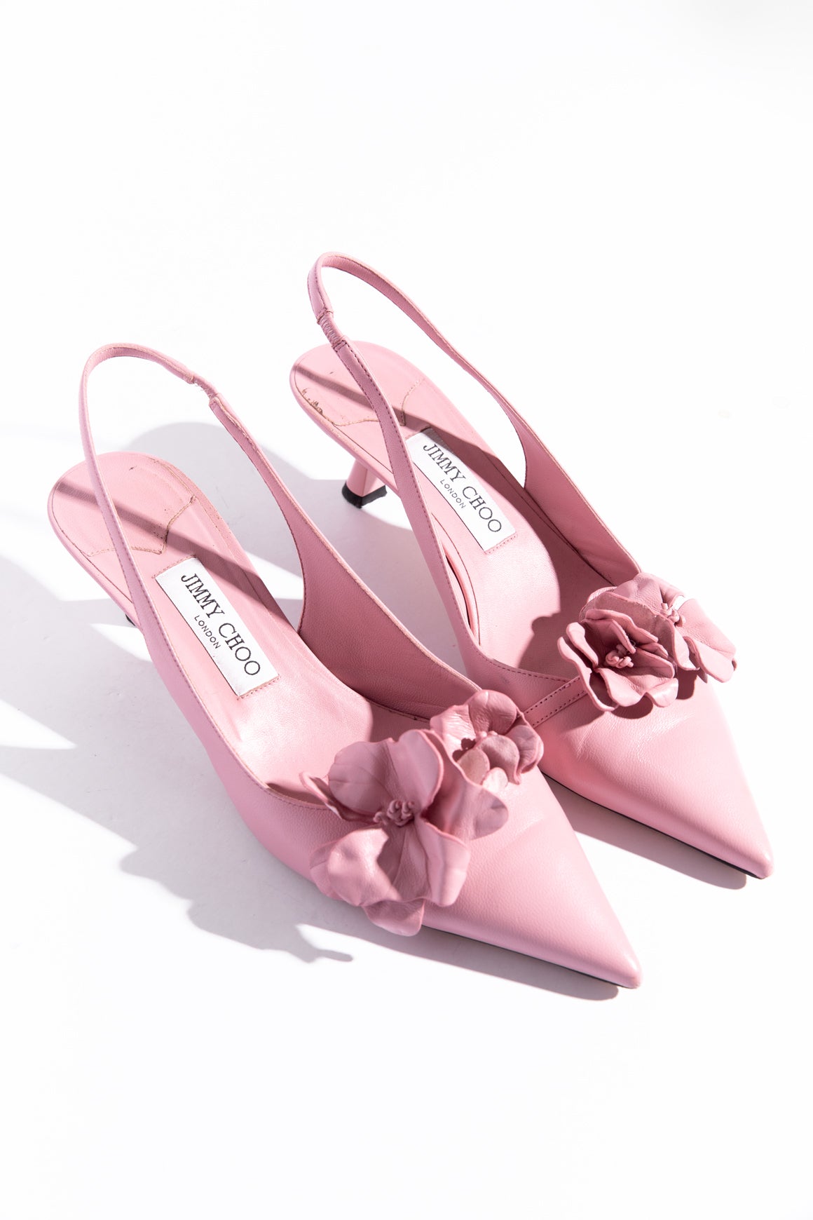 JIMMY CHOO Pink Floral Slingback Kitten Heels (Sz. 40)