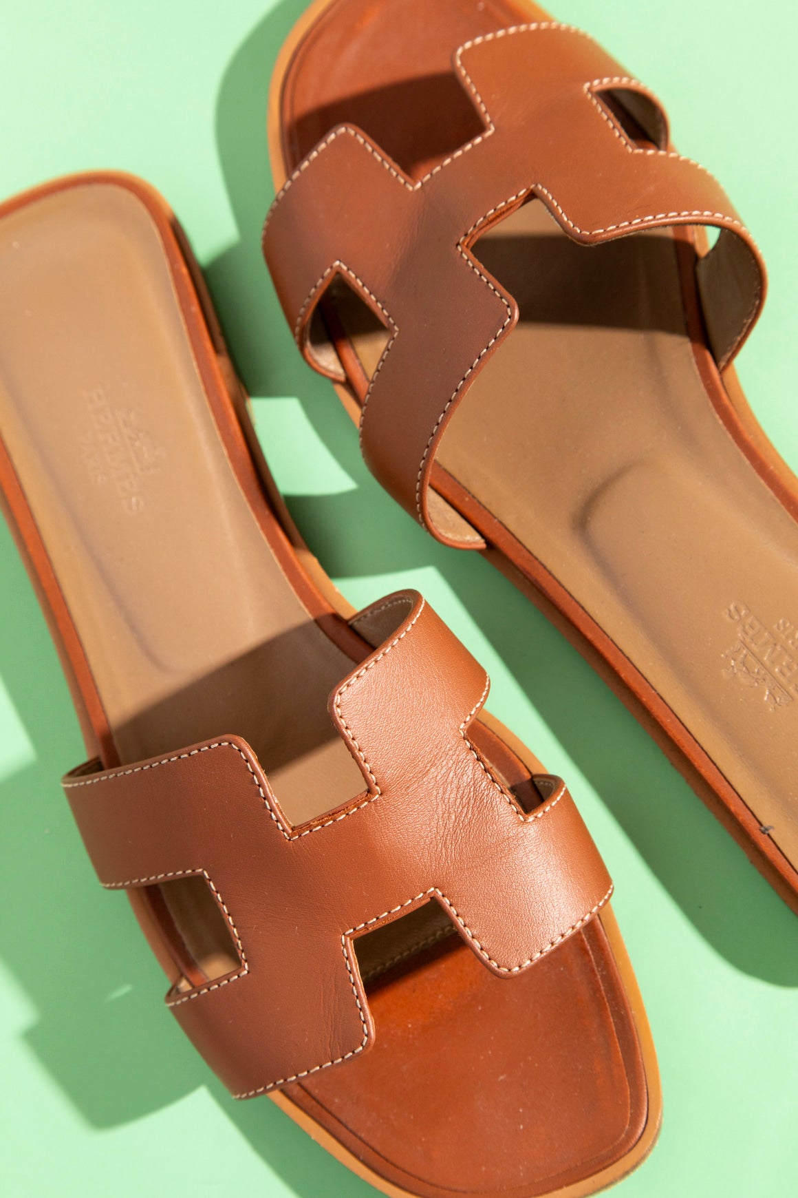 HERMES Tan Oran Sandals (Sz. 38)