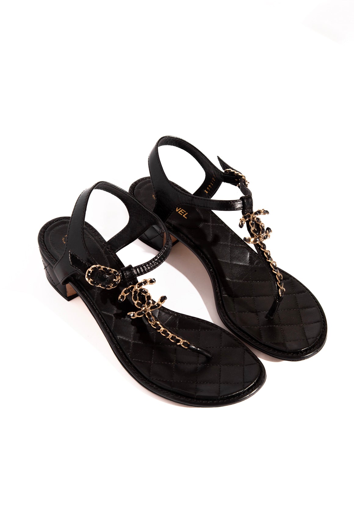 CHANEL Block Heel Thong Sandals (Sz.40)