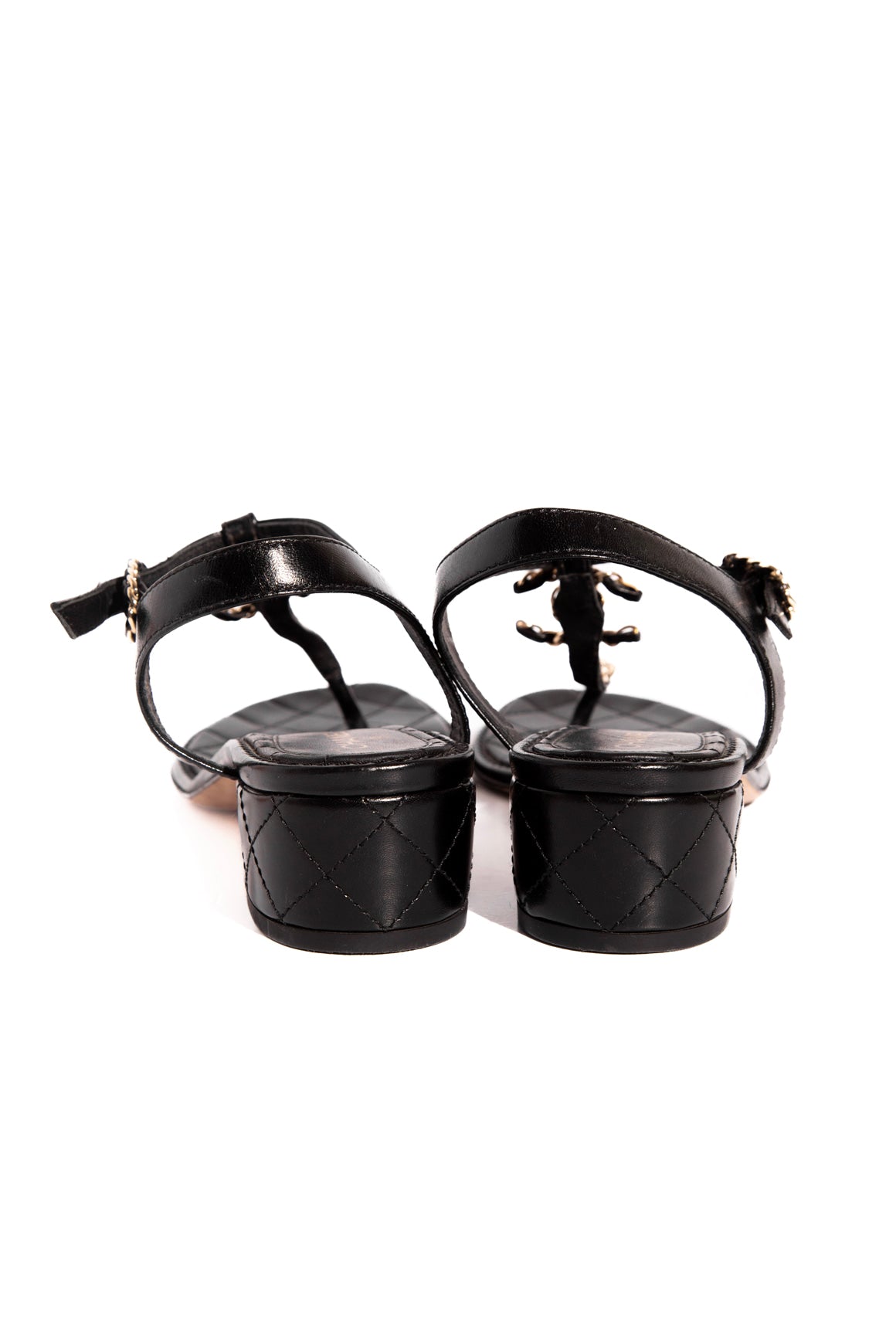 CHANEL Block Heel Thong Sandals (Sz.40)