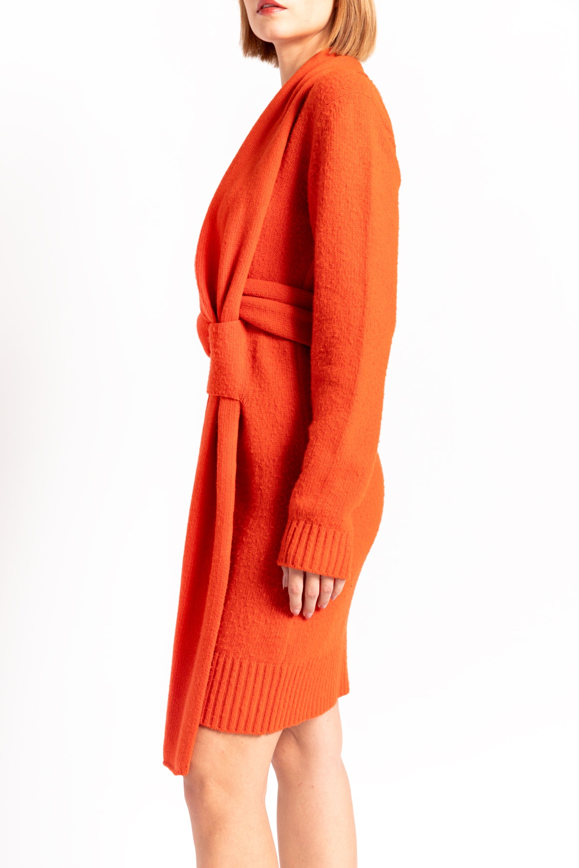 BOTTEGA VENETA Orange Wrap Sweater Dress