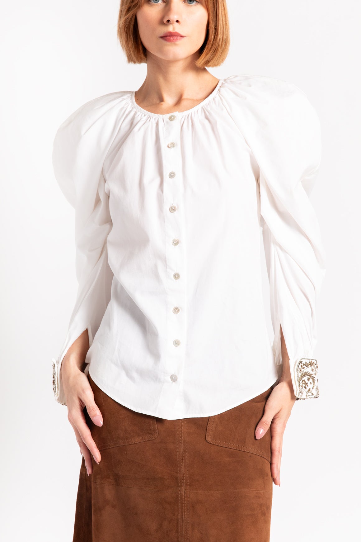 ALEXANDER MCQUEEN White Mutton Style Blouse