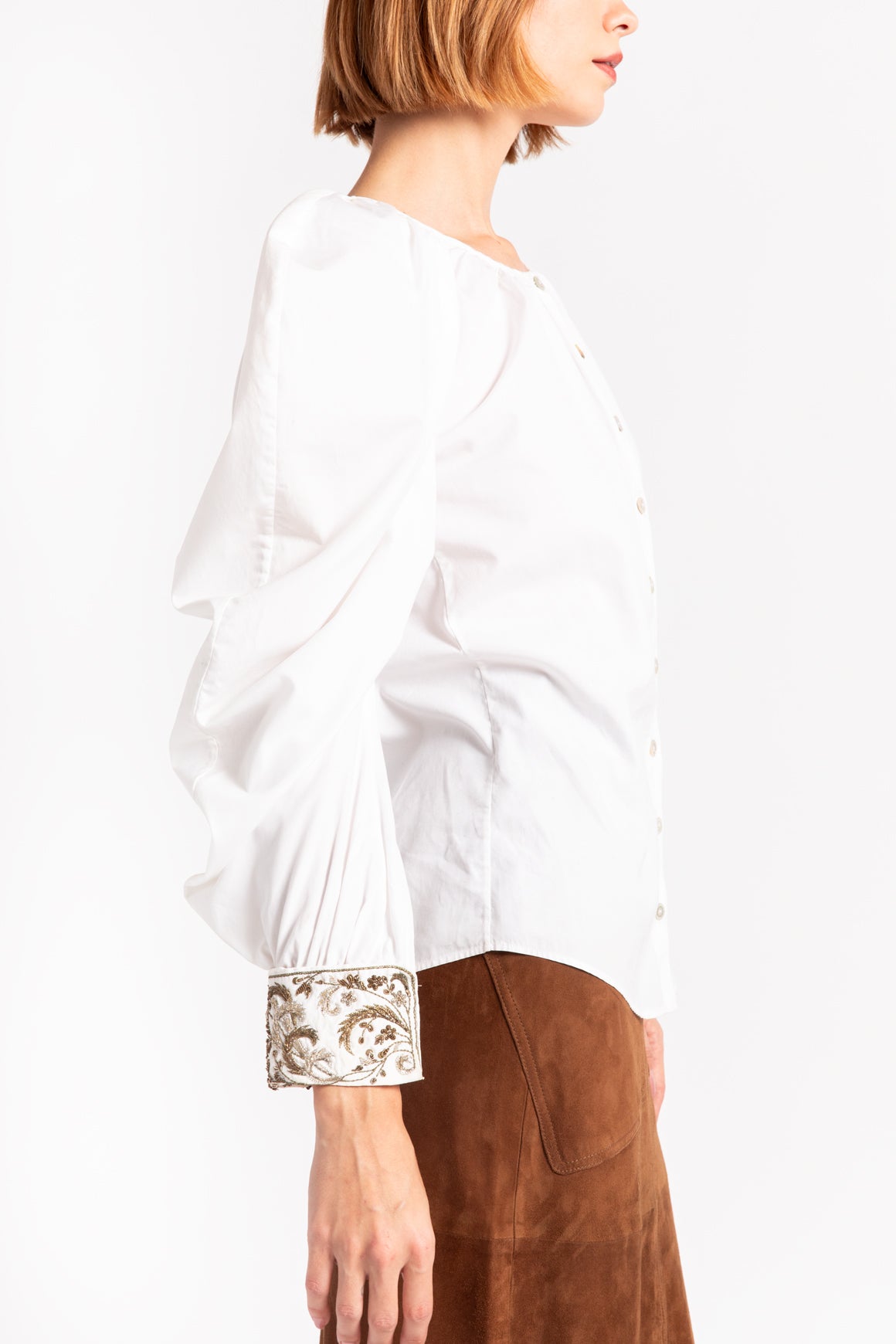 ALEXANDER MCQUEEN White Mutton Style Blouse