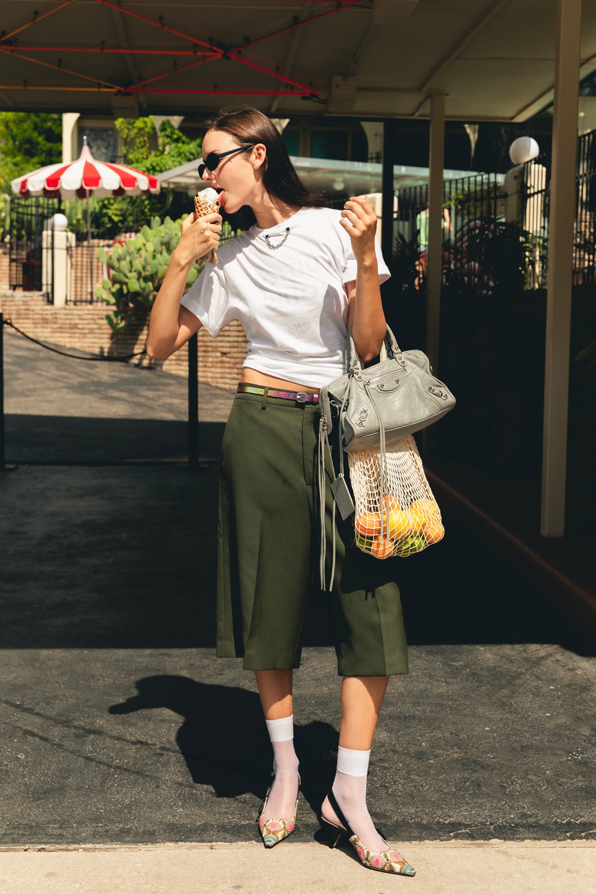 AMI PARIS Olive Green Wool Culotte Shorts (Sz. M)
