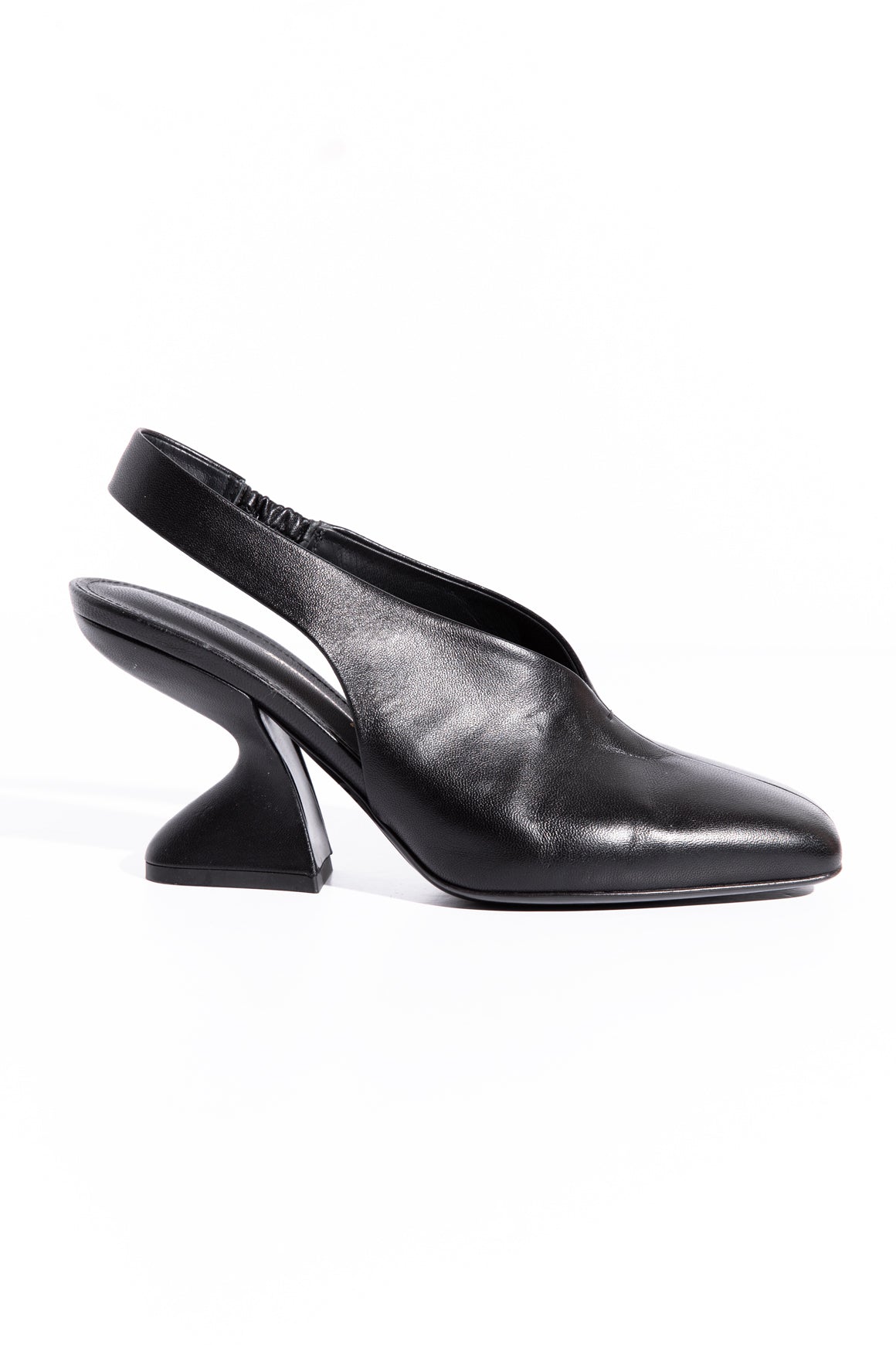 FERRAGAMO Black "Sloane 85" Sculptured Slingback Heel (Sz. 7.5)