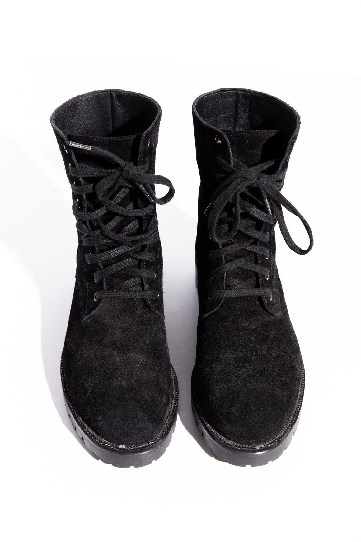 RENE CAOVILLA Black Suede Combat Boots (Sz. 37.5)