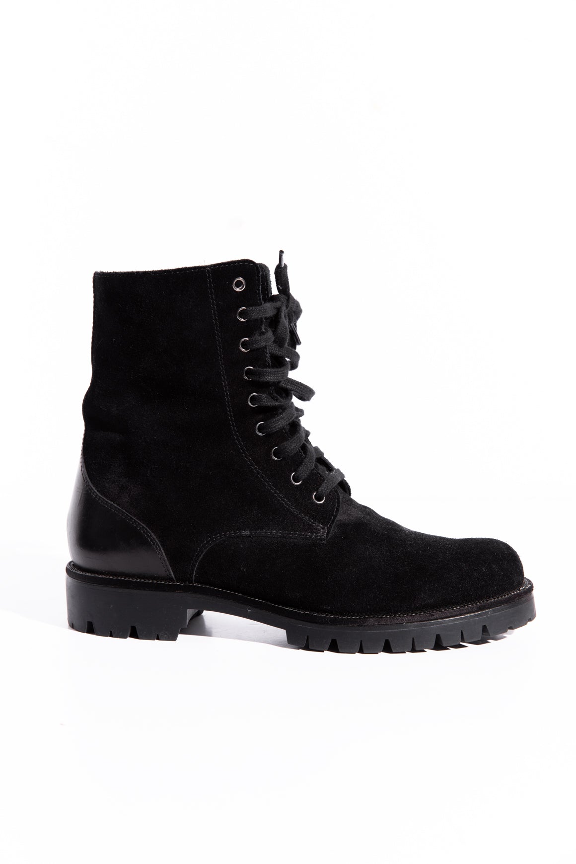 RENE CAOVILLA Black Suede Combat Boots (Sz. 37.5)