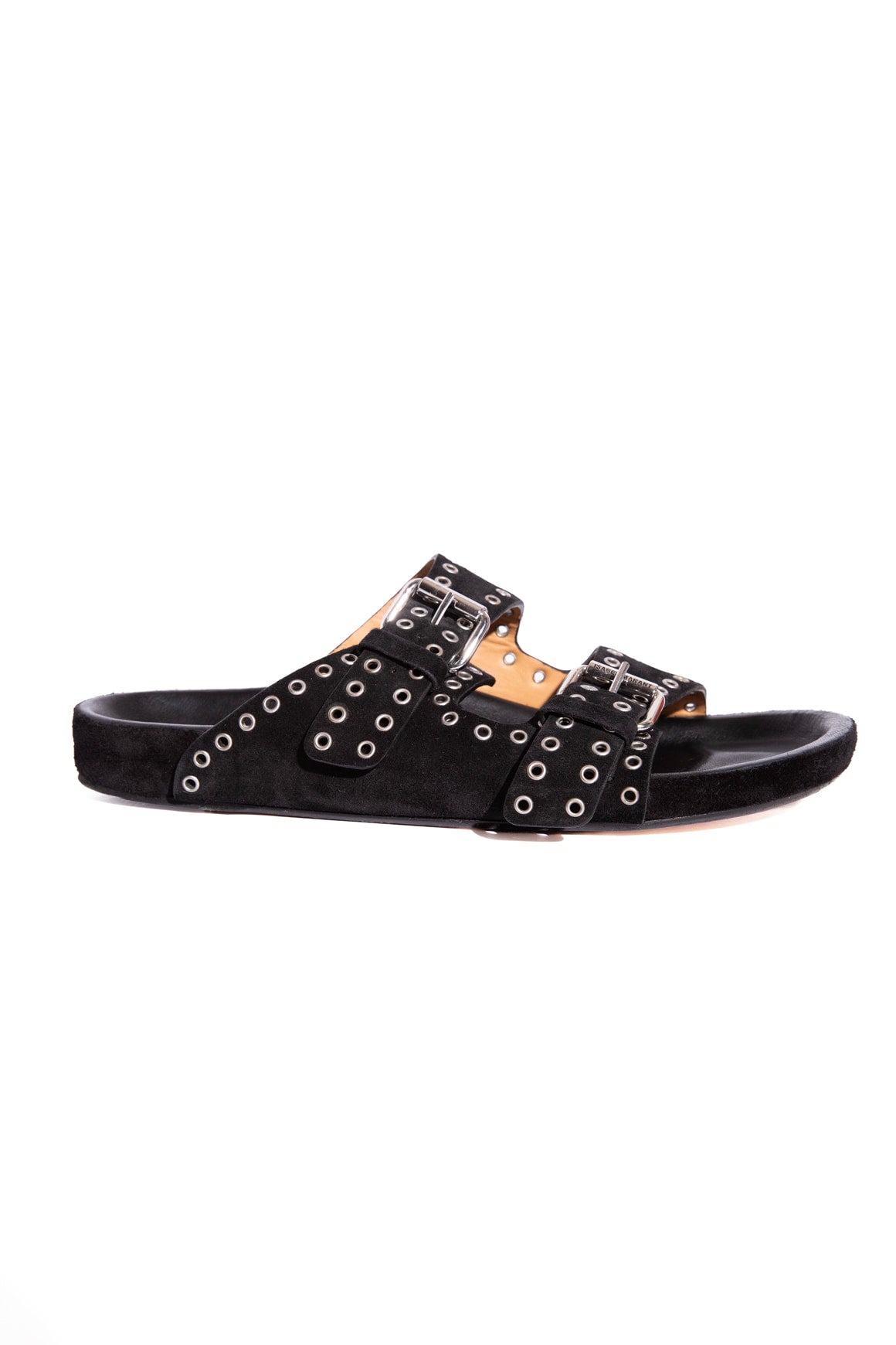 ISABEL MARANT Black Suede Grommet Slide Sandals (Sz. 40)