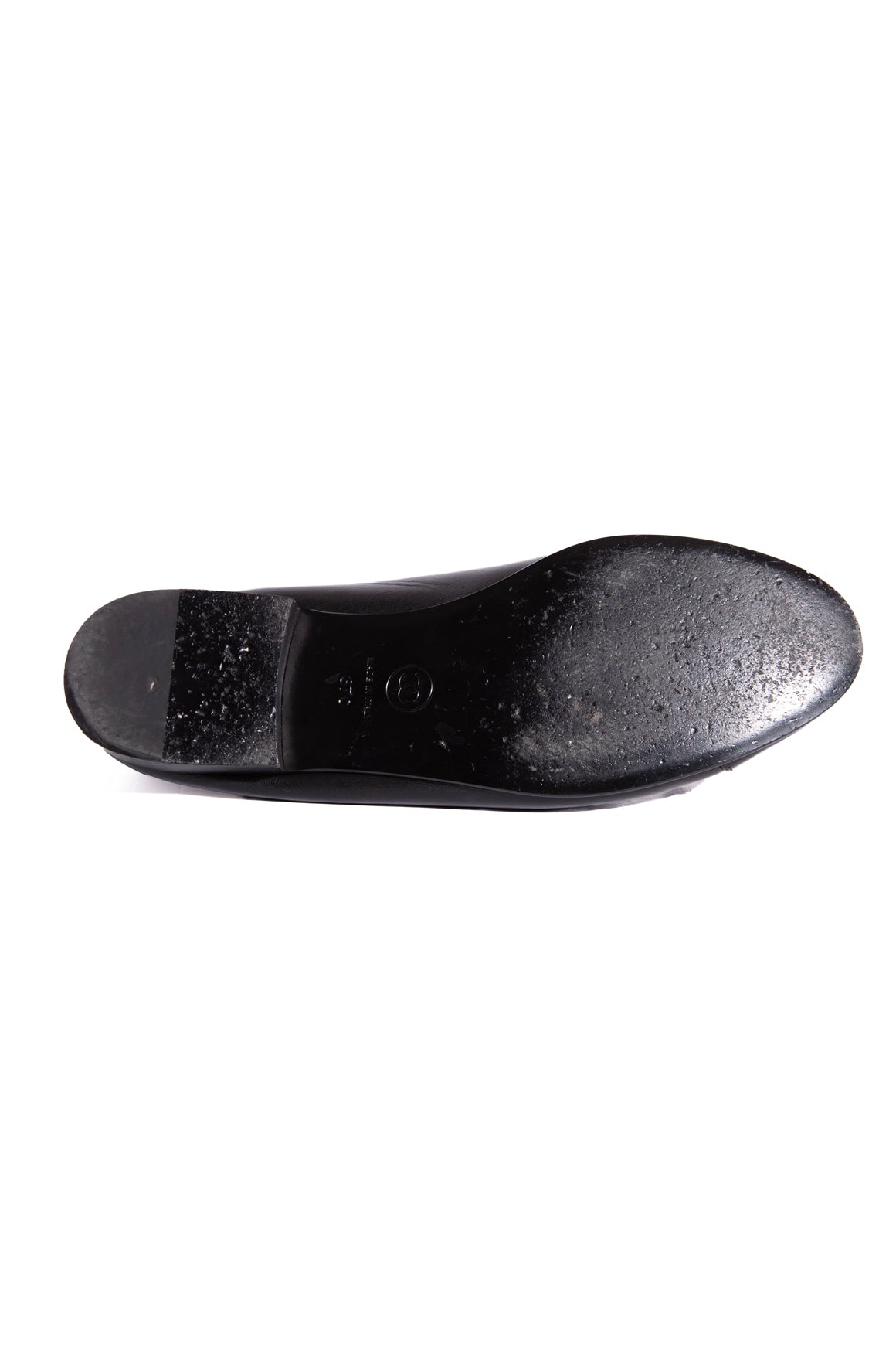 CHANEL Black Leather CC Patent Toe Ballet Flats (Sz. 37)