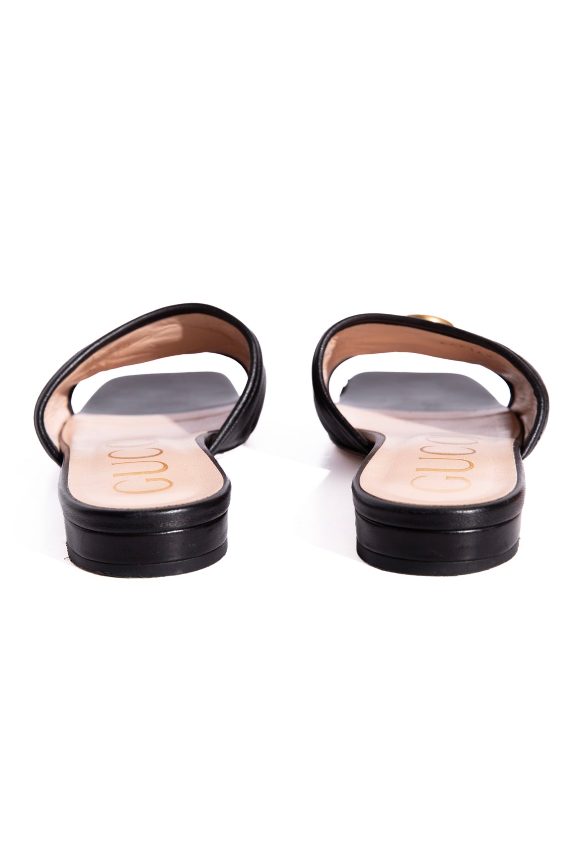 GUCCI Black Padded Marmont GG Slides (Sz. 38)