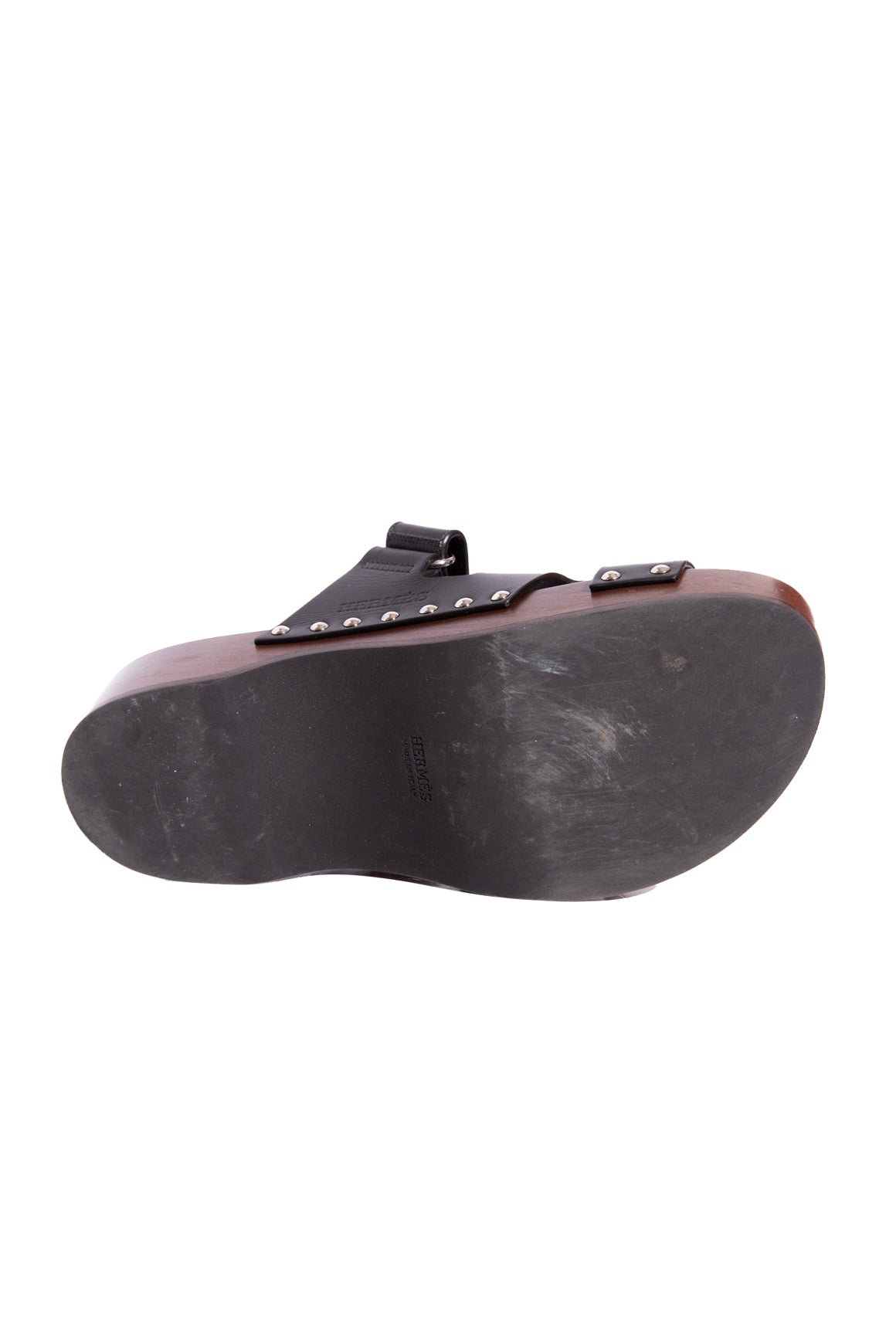 HERMES Black Kos Wooden Clog (Sz. 39)