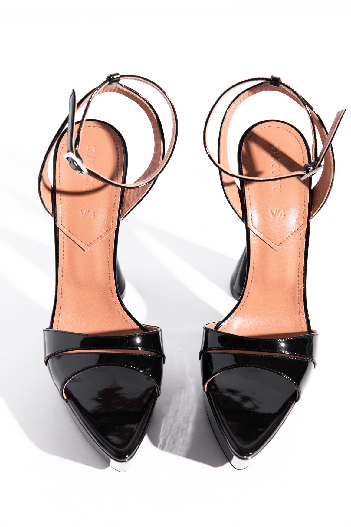 D'ACCORI Black "Skye" Patent Leather Platform Heels (Sz. 39)