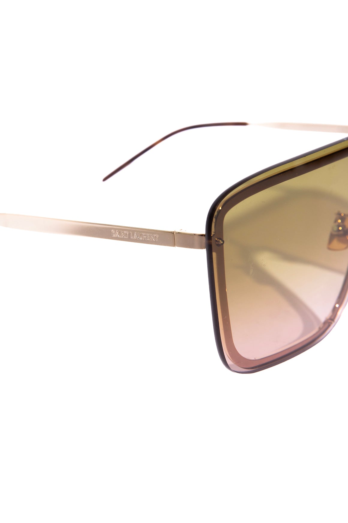SAINT LAURENT Gold Shield "Mask" Sunglasses