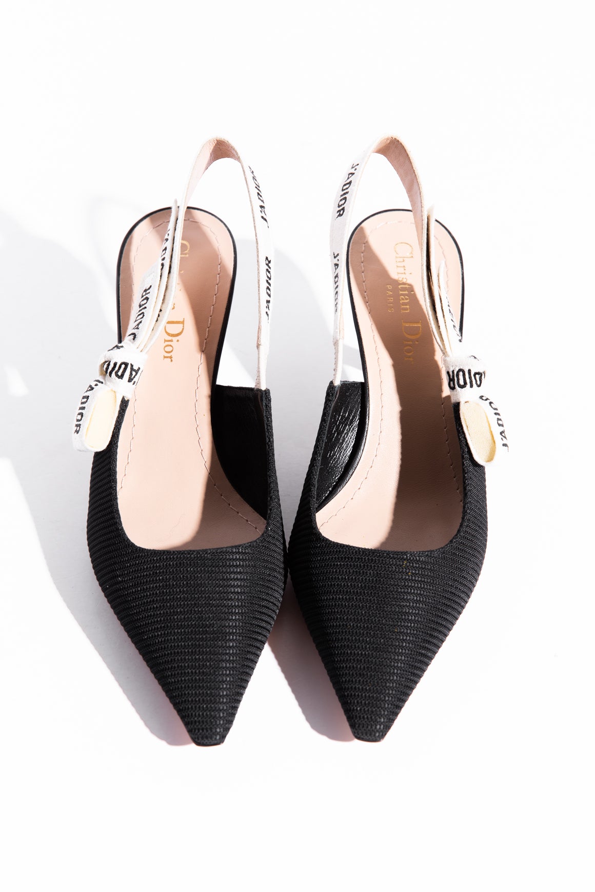 CHRISTIAN DIOR Black "J'Adior" Slingback Heels (Sz. 37.5)