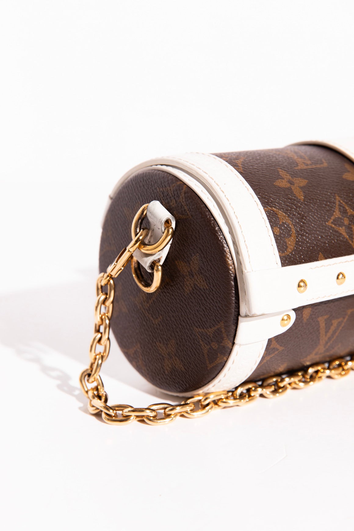 LOUIS VUITTON White & Monogrammed Papillon Trunk Bag