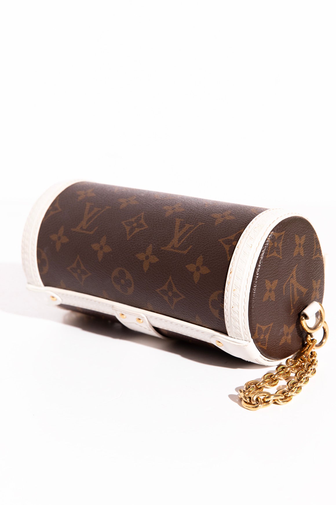 LOUIS VUITTON White & Monogrammed Papillon Trunk Bag