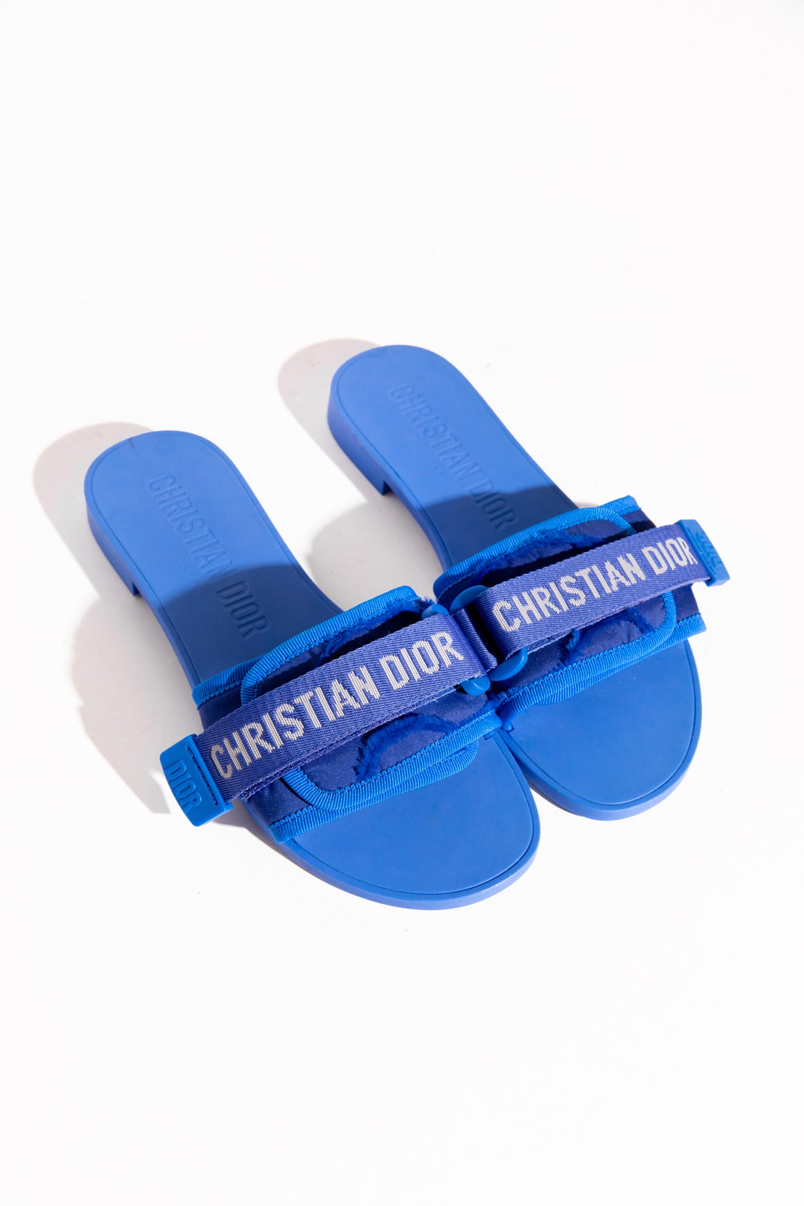 CHRISTIAN DIOR Cobalt Blue Rubber Slides (Sz.36)