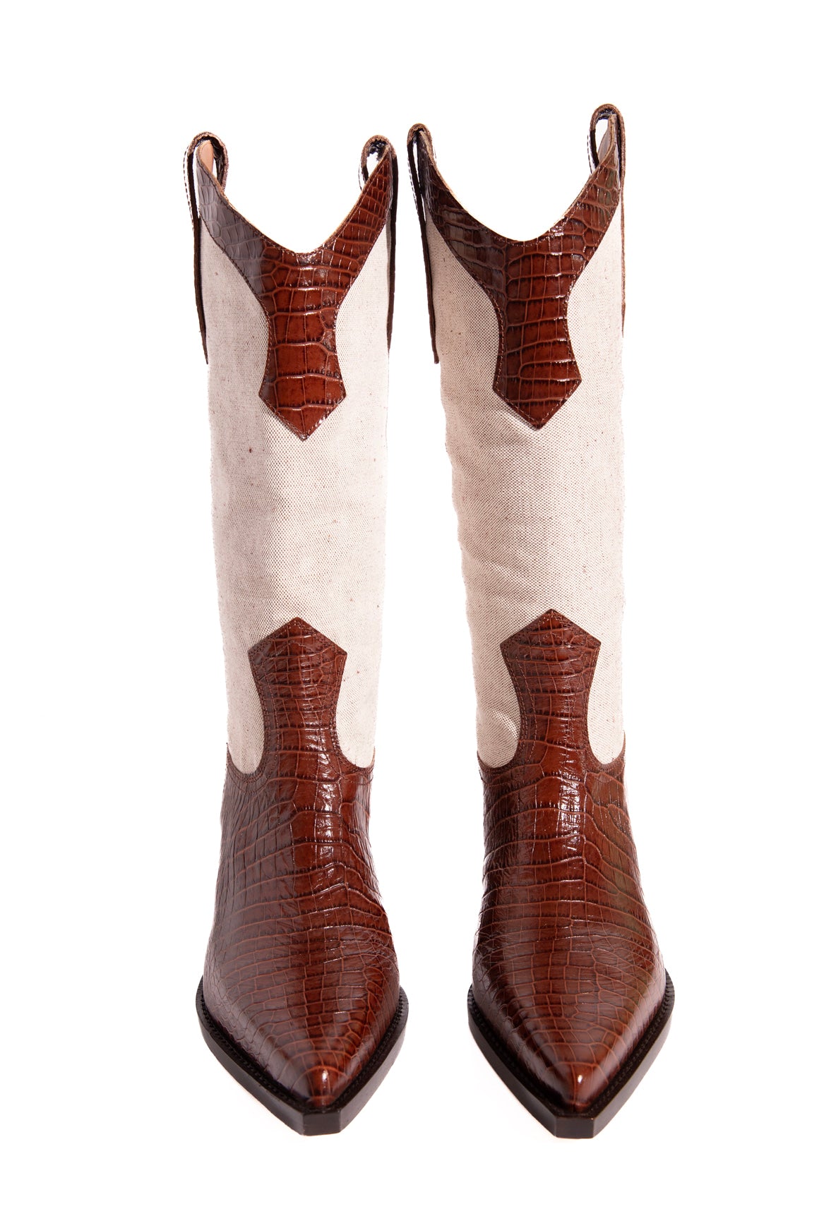 PARIS TEXAS Brown & Canvas Rosario Boot (Sz.41)