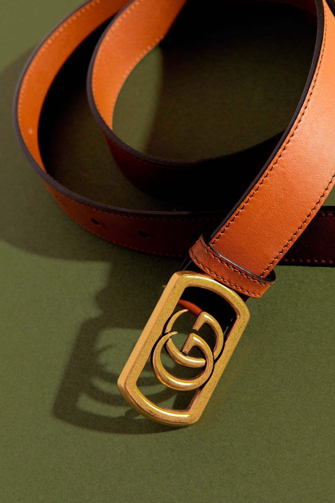 GUCCI Leather Rectangle 'GG' Buckle Belt (90/36)