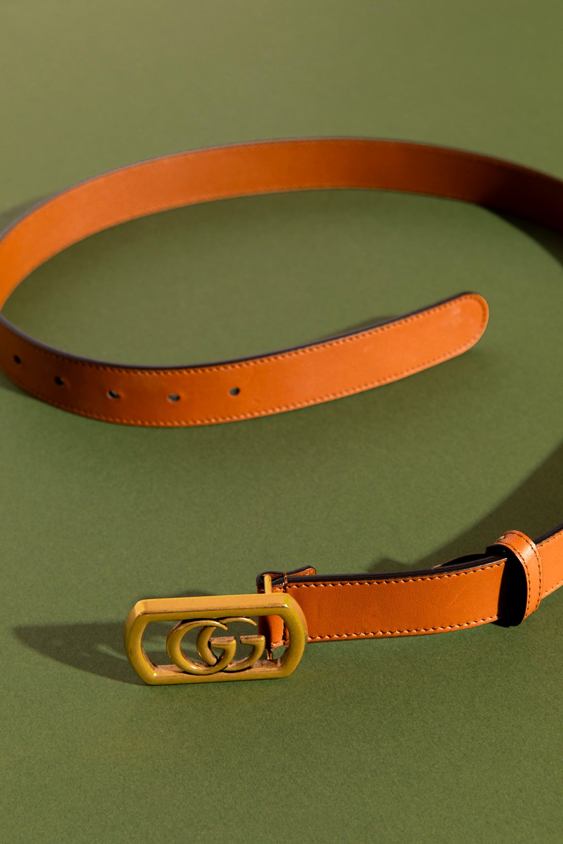 GUCCI Leather Rectangle 'GG' Buckle Belt (90/36)