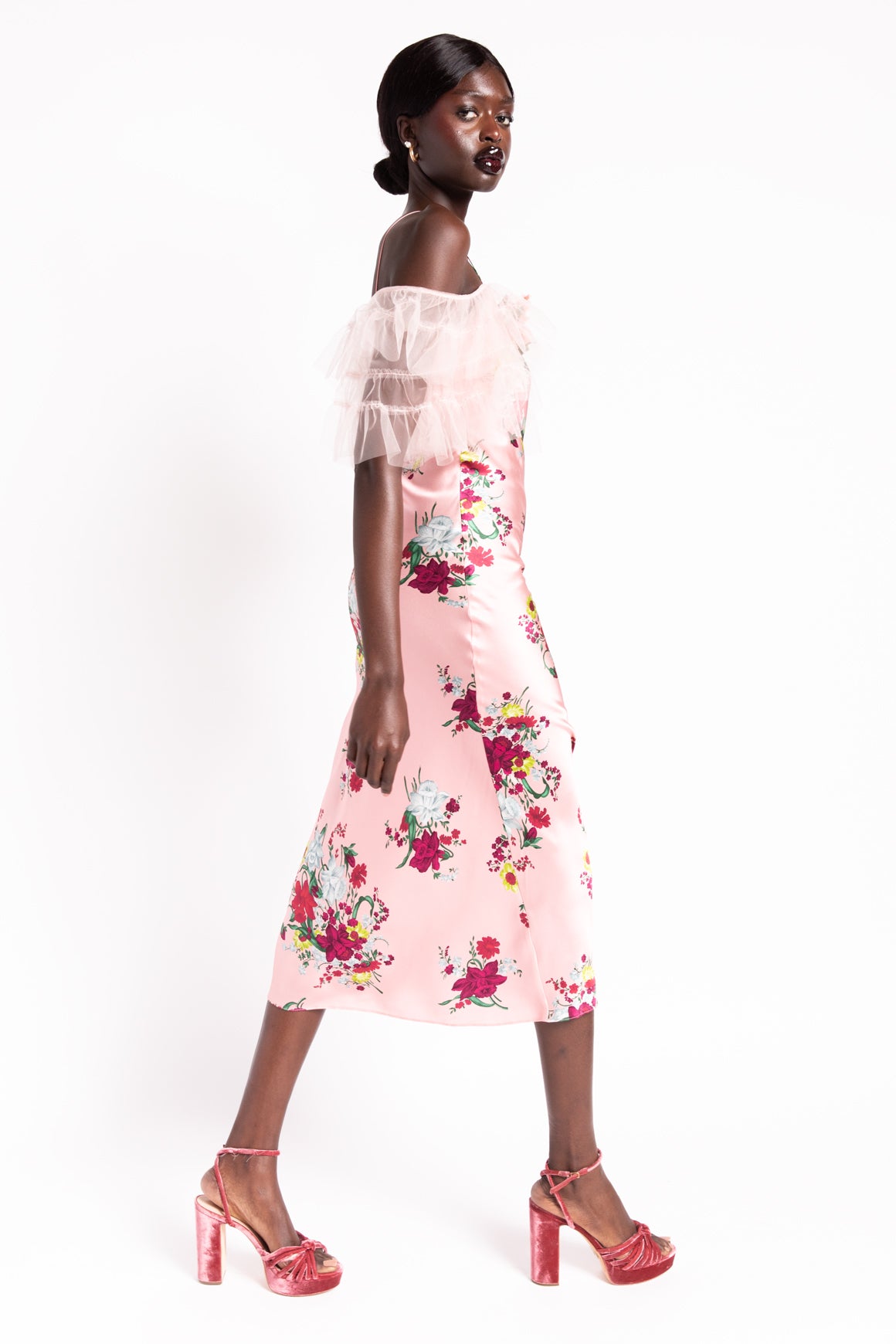 RODARTE Pink Floral Silk Slip Dress