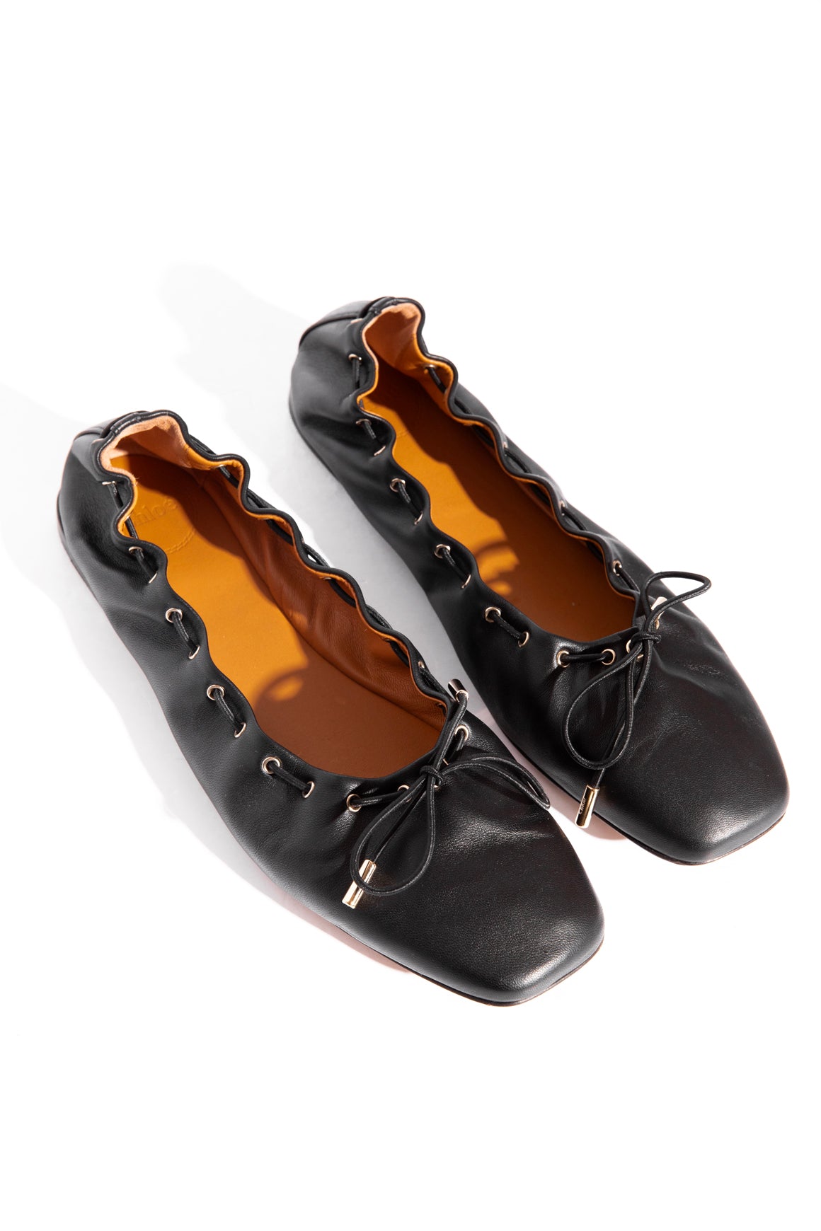 CHLOE Black Leather "Oracia" Ballet Flats (Sz. 40)