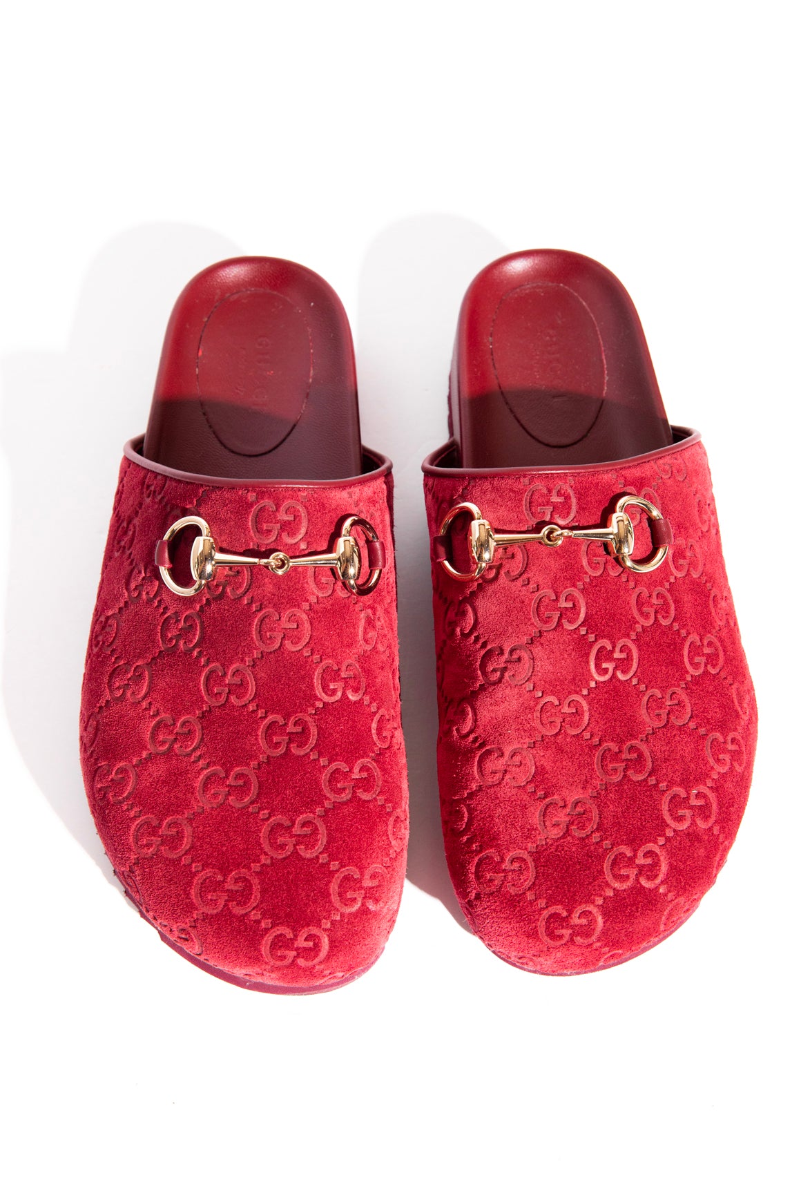 GUCCI Maroon Suede Horsebit Mules (Sz. 38.5)