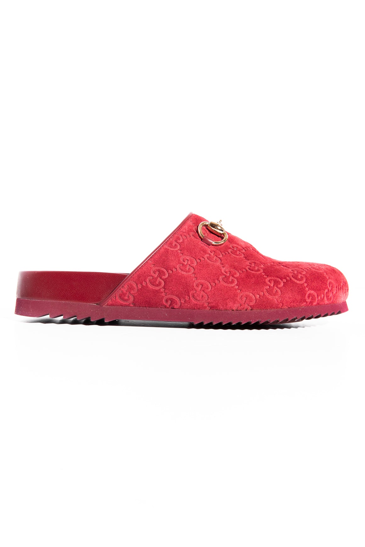 GUCCI Maroon Suede Horsebit Mules (Sz. 38.5)