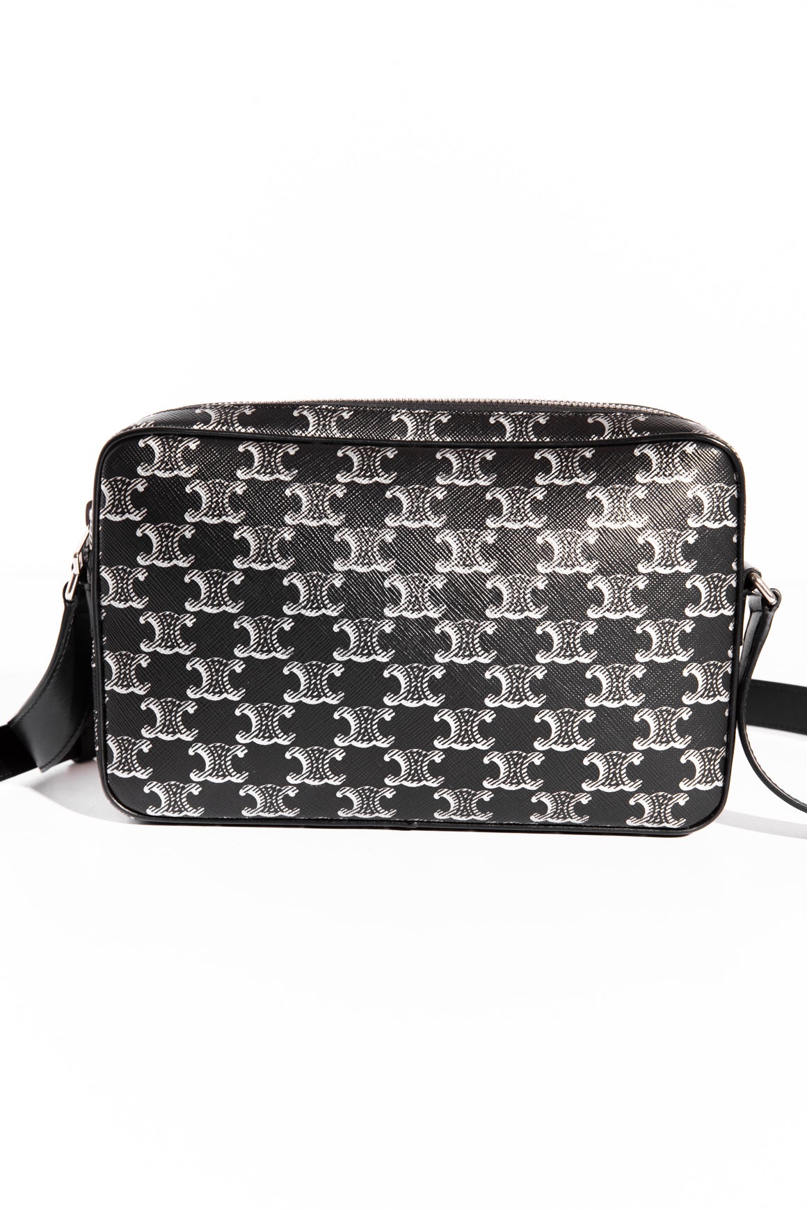 CELINE Black & Silver Monogram Horizontal Messenger Bag