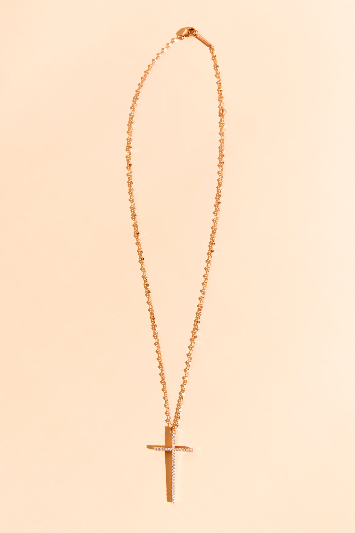 LANA 14K Rose Gold Petite "Blake" Chain w/ Cross Pendant